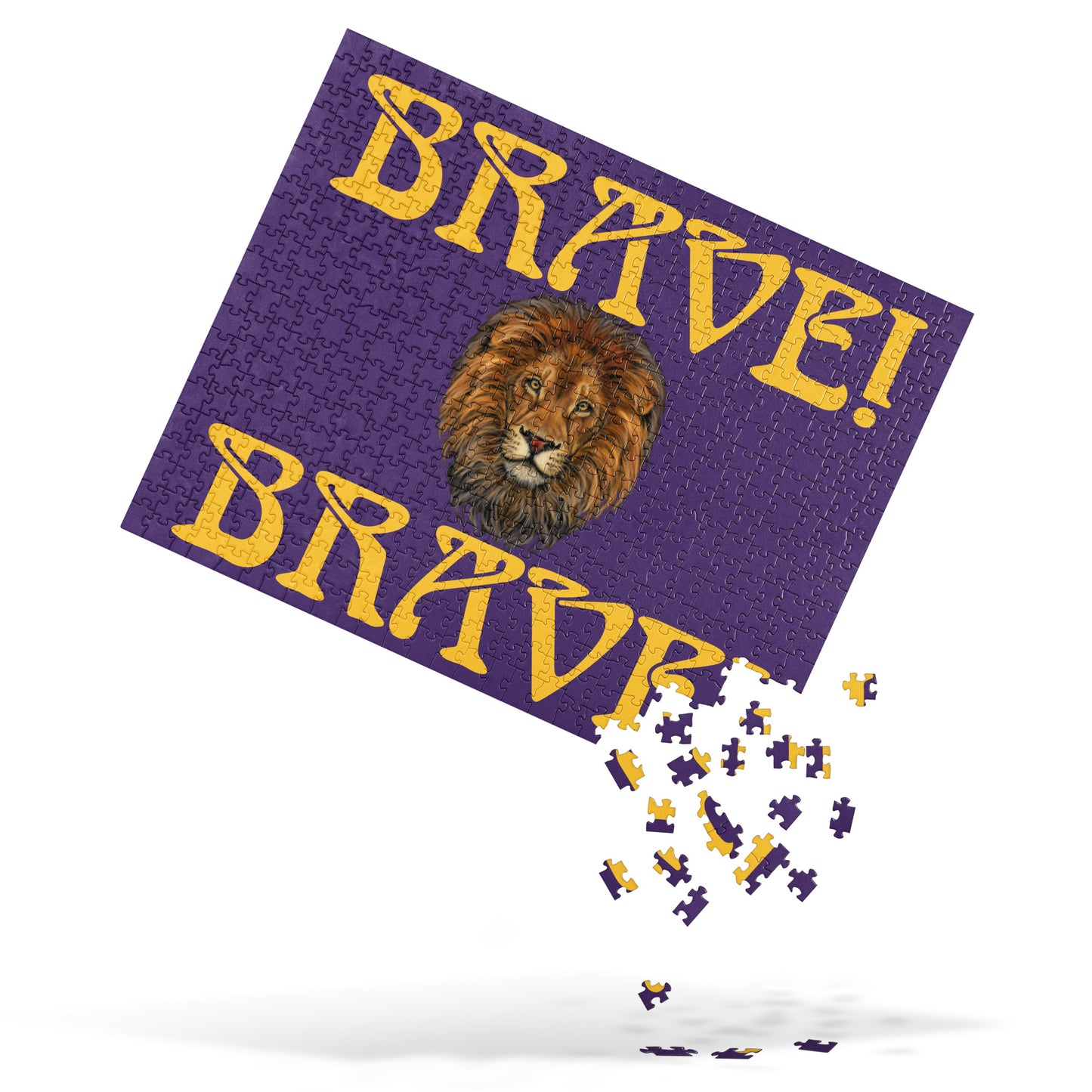 “BRAVE!”Purple Jigsaw Puzzle W/Yellow Font