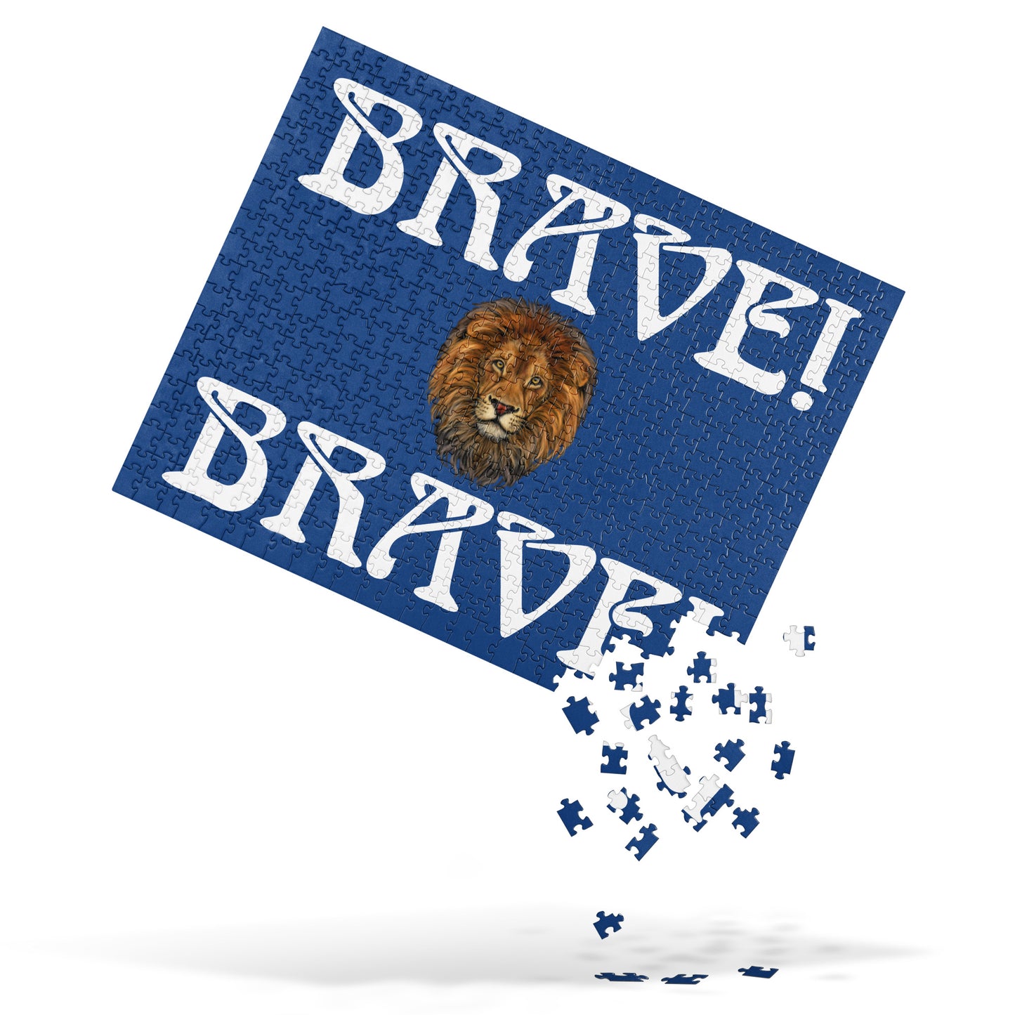 “BRAVE!”Blue Jigsaw Puzzle W/White Font
