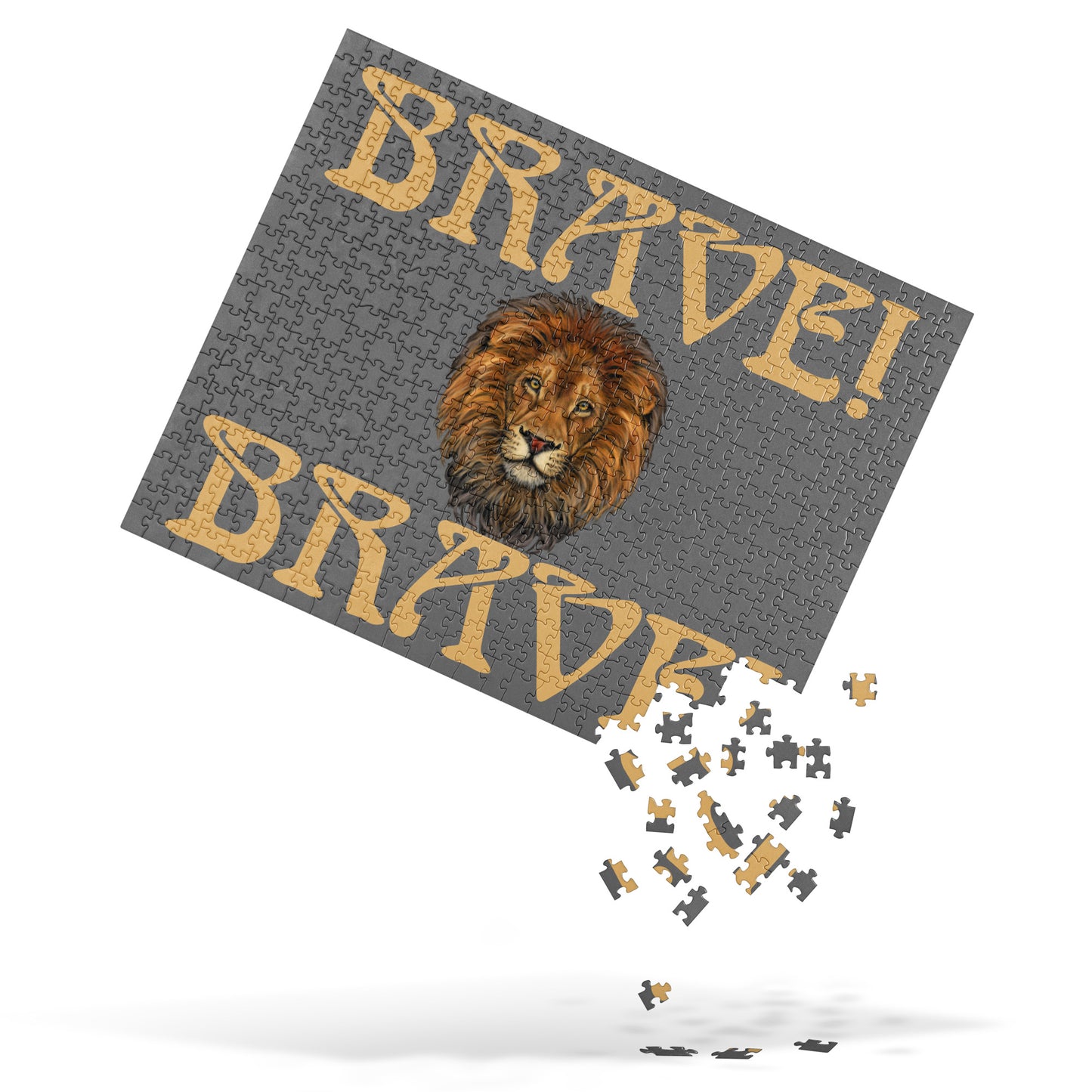 “BRAVE!”Grey Jigsaw Puzzle W/Fawn Font
