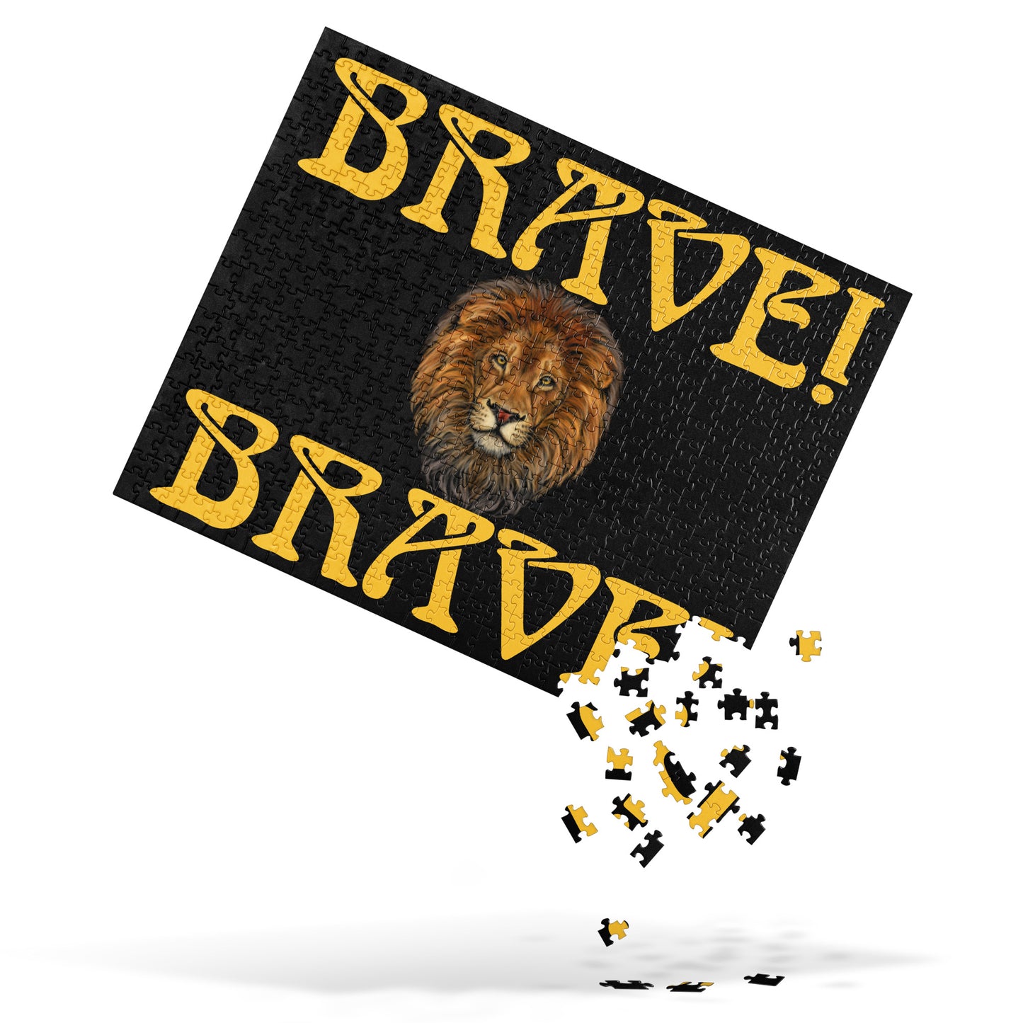 “BRAVE!”Black Jigsaw Puzzle W/Yellow Font