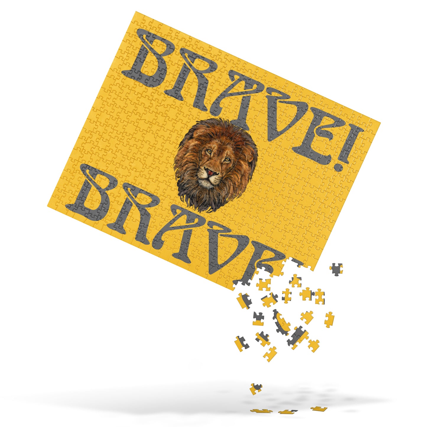 “BRAVE!”Yellow Jigsaw Puzzle W/Grey Font