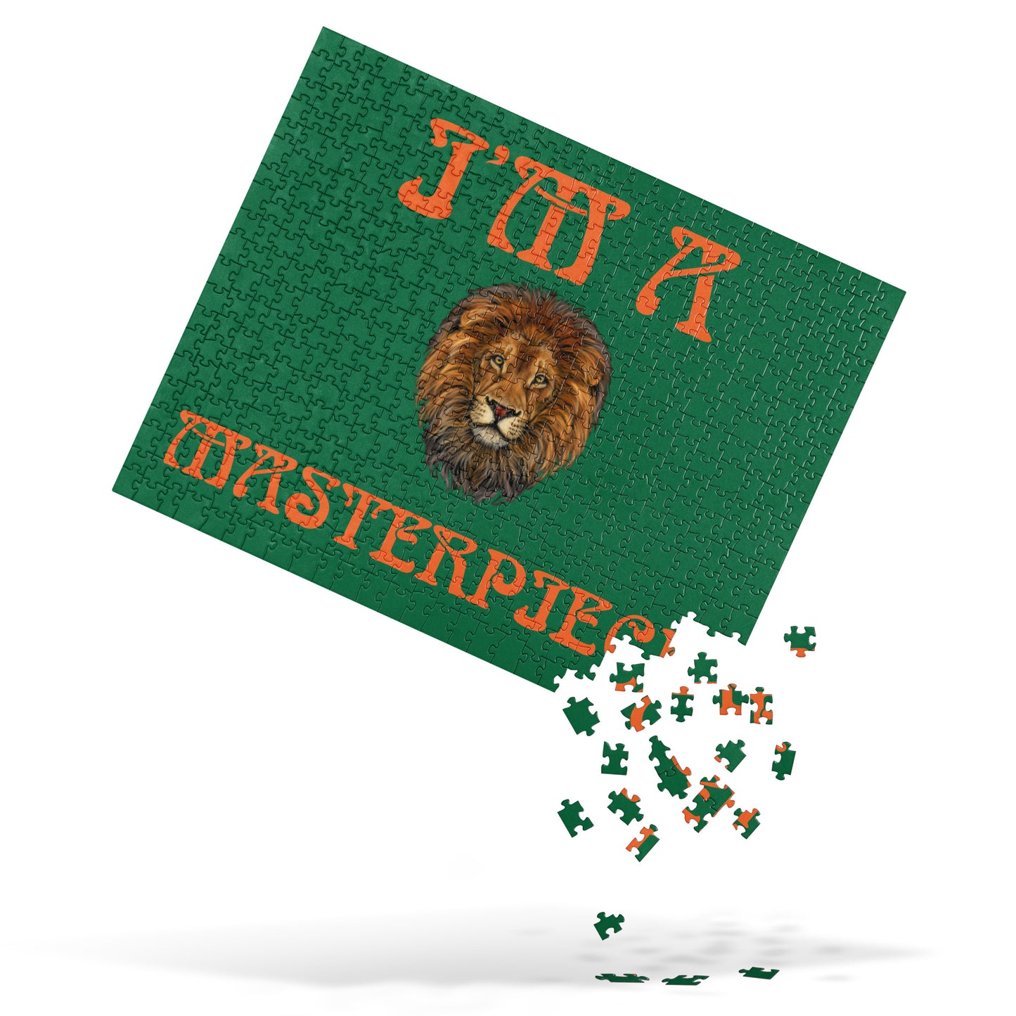 “I’M A MASTERPIECE!”Green Jigsaw Puzzle W/Orange Font