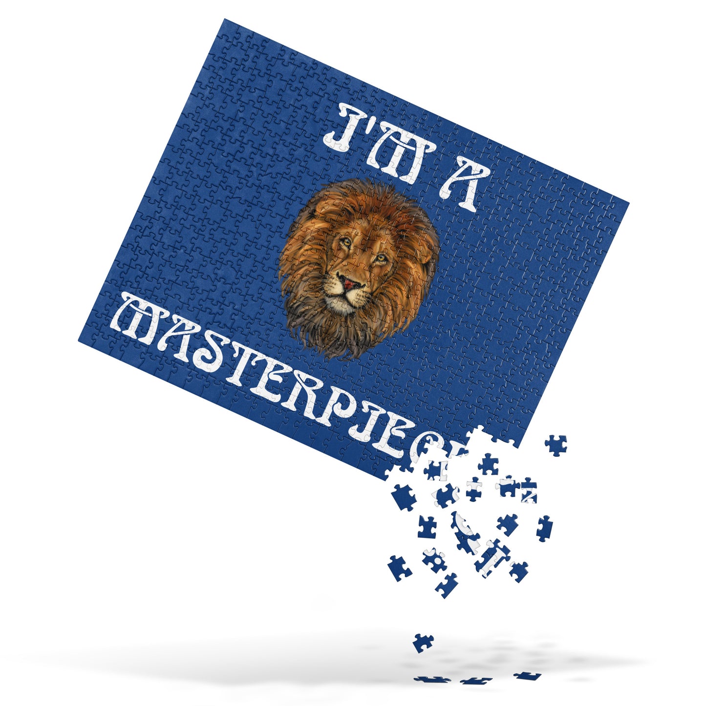 “I’M A MASTERPIECE!”Blue Jigsaw Puzzle W/White Font