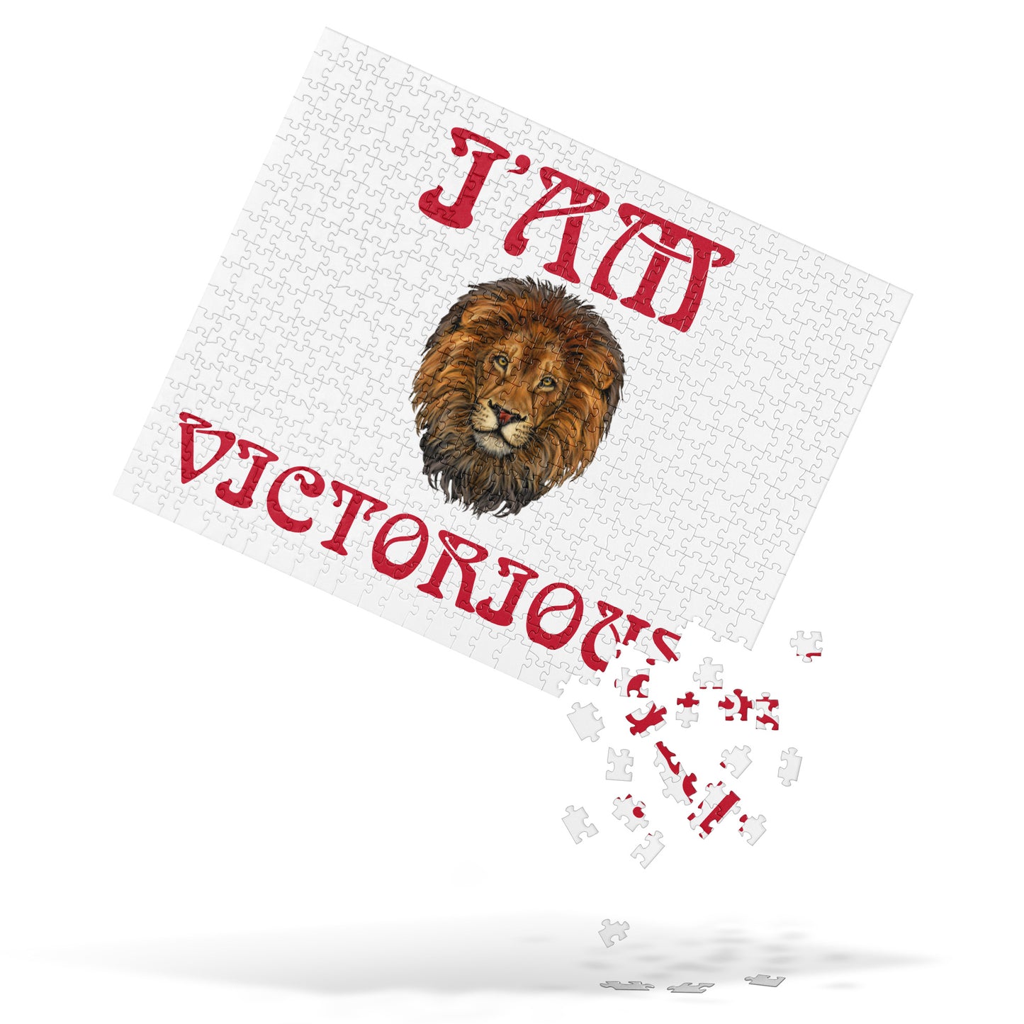 “I’AM VICTORIOUS!”White Jigsaw Puzzle W/Red Font