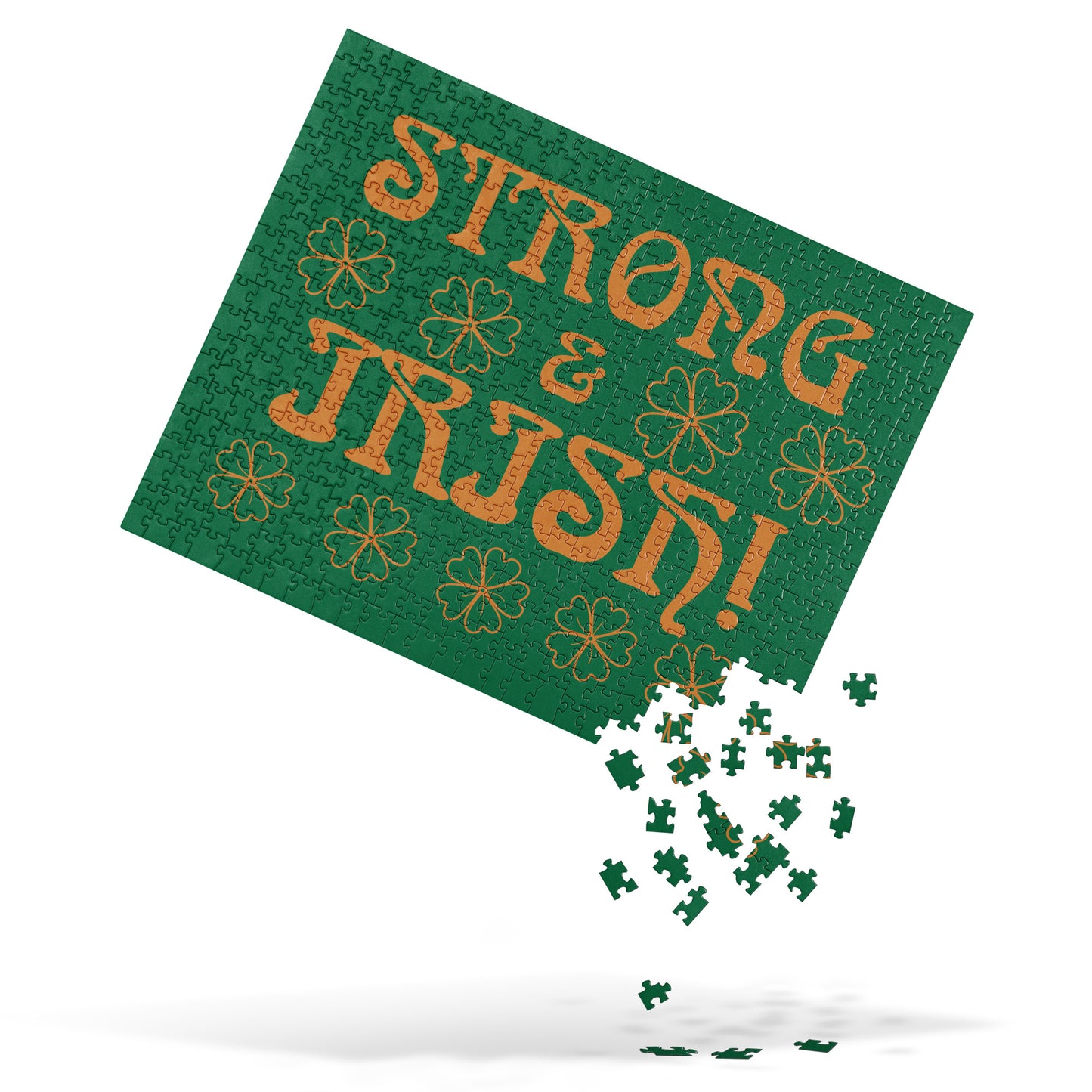 “STRONG & IRISH!”Green Jigsaw Puzzle W/Bronze Font