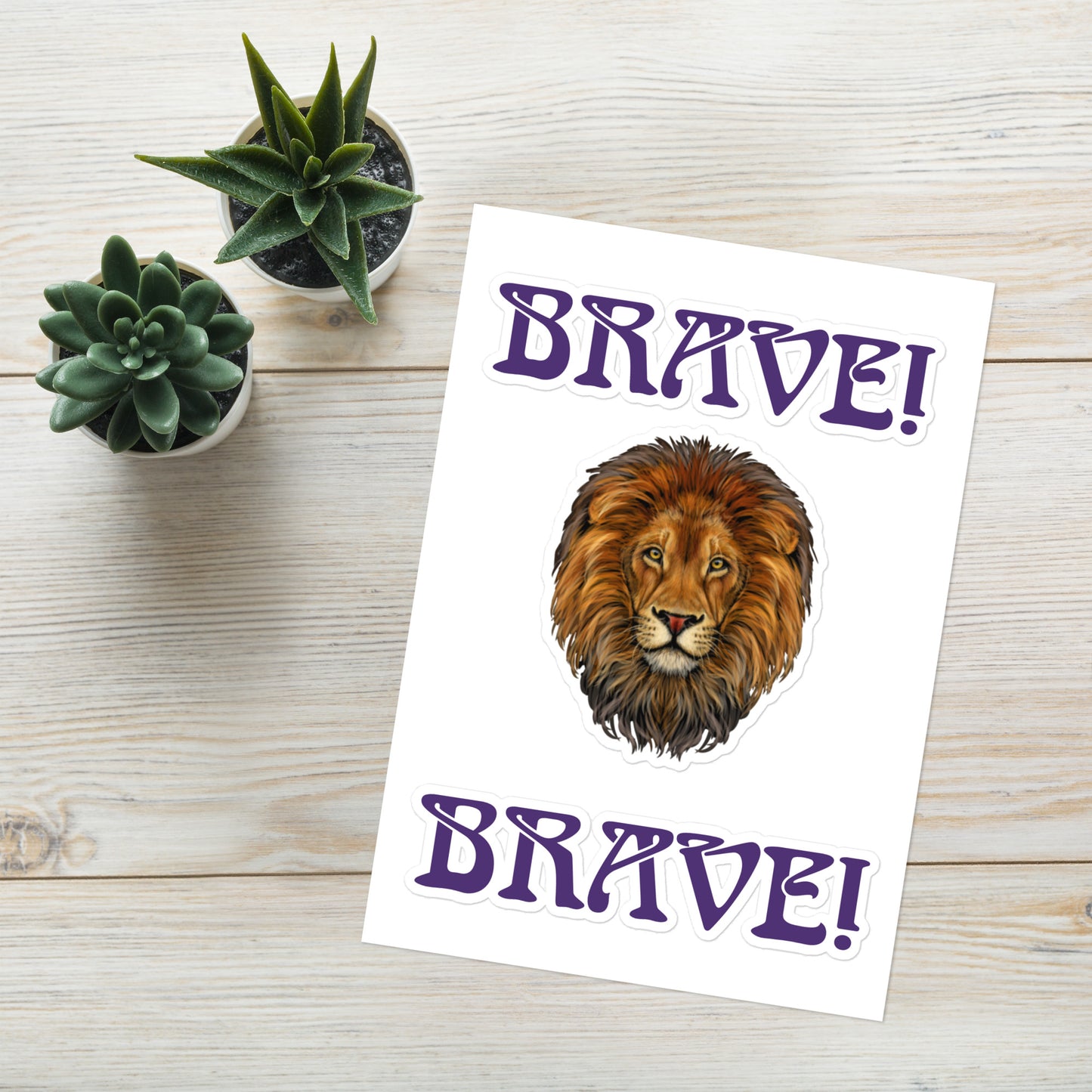 “BRAVE!”Sticker Sheet W/Purple Font