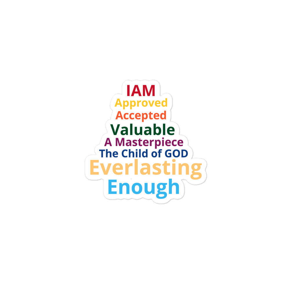 “IAM”Bubble-Free Stickers W/Rainbow Font