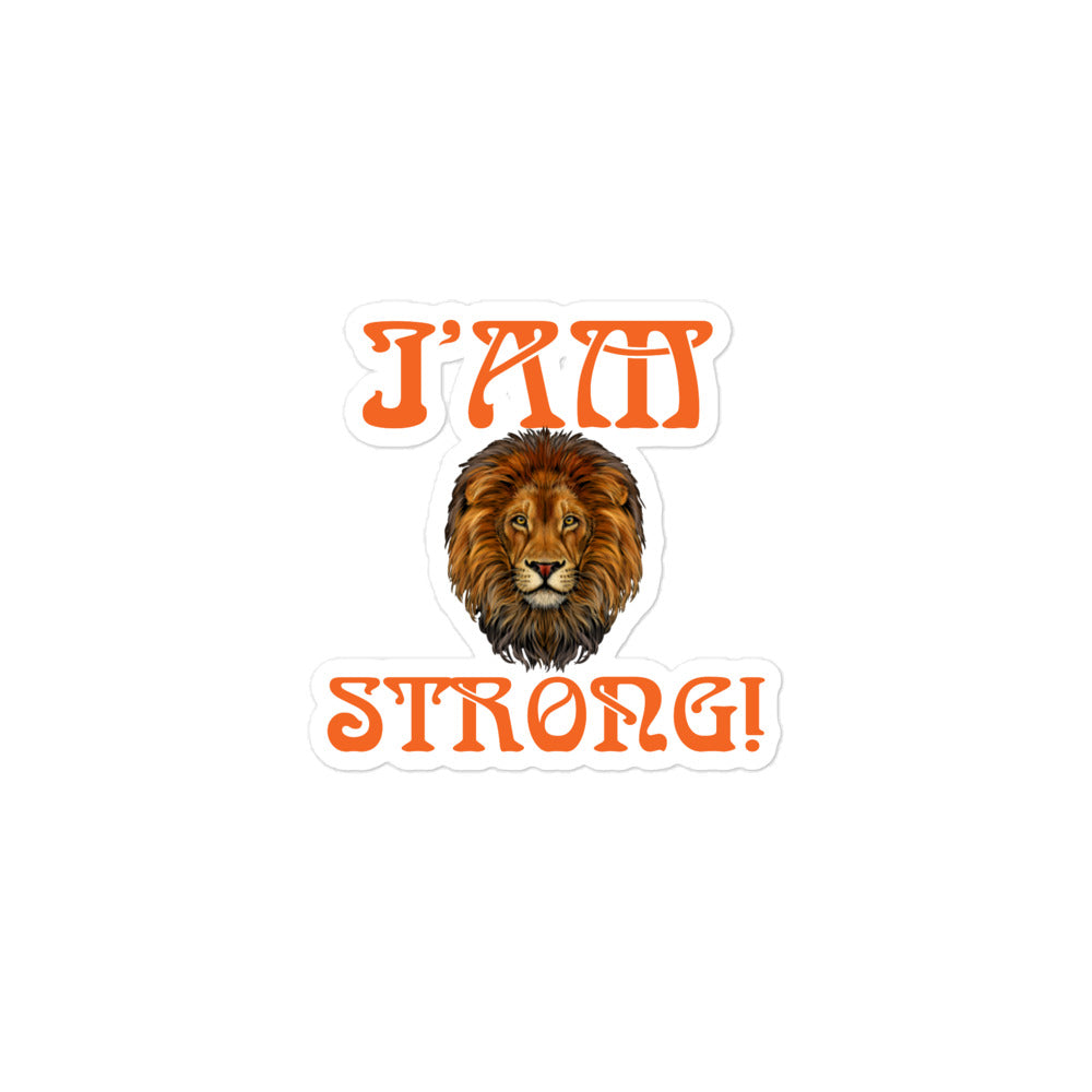 “I’AM STRONG!” Bubble-Free Stickers W/Orange Font