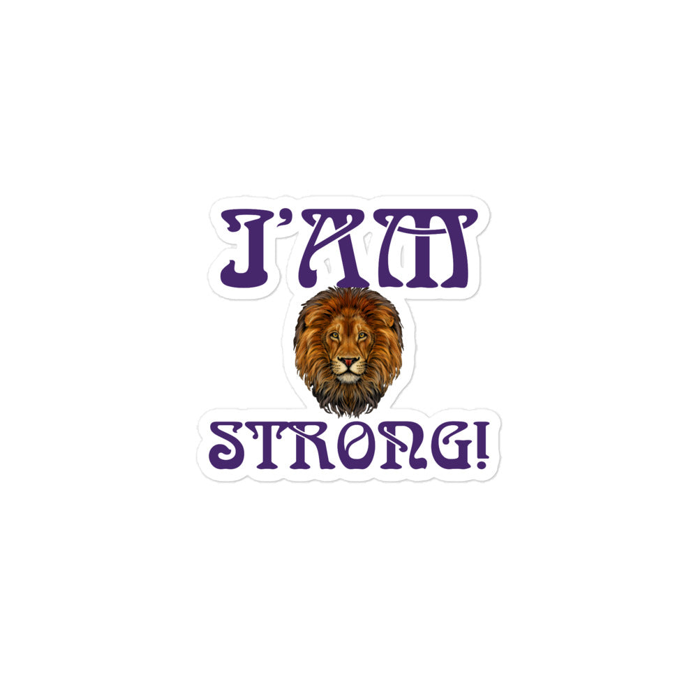 “I’AM STRONG!” Bubble-Free Stickers W/Purple Font