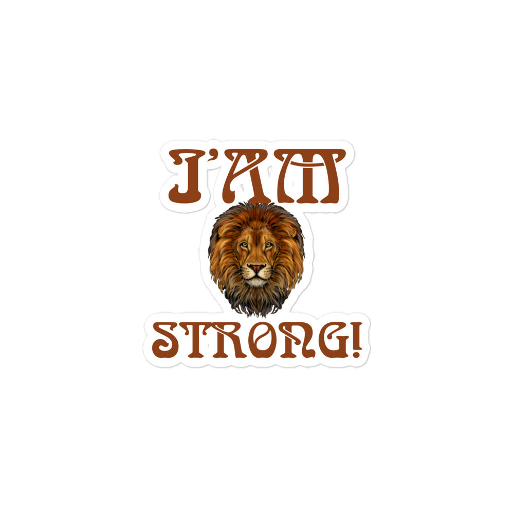 “I’AM STRONG!”Bubble-Free Stickers W/Brown Font
