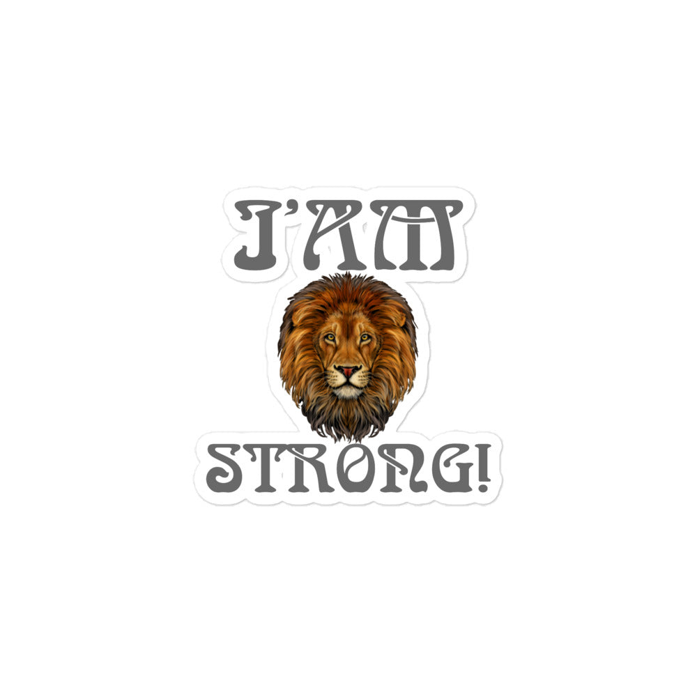“I’AM STRONG!” Bubble-Free Stickers W/Grey Font