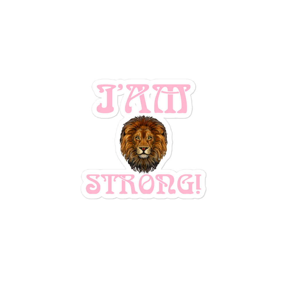“I’AM STRONG!”Bubble-Free Stickers W/Cotton Candy Font