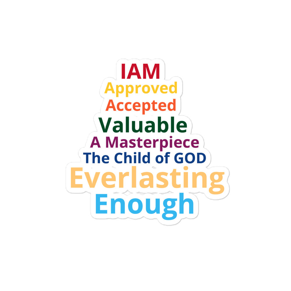 “IAM”Bubble-Free Stickers W/Rainbow Font