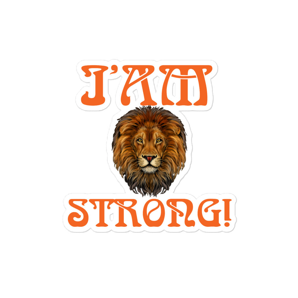 “I’AM STRONG!” Bubble-Free Stickers W/Orange Font