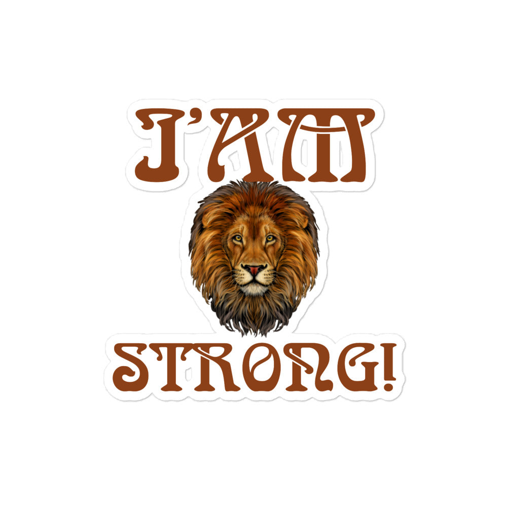 “I’AM STRONG!”Bubble-Free Stickers W/Brown Font