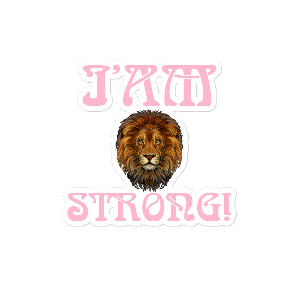 “I’AM STRONG!”Bubble-Free Stickers W/Cotton Candy Font