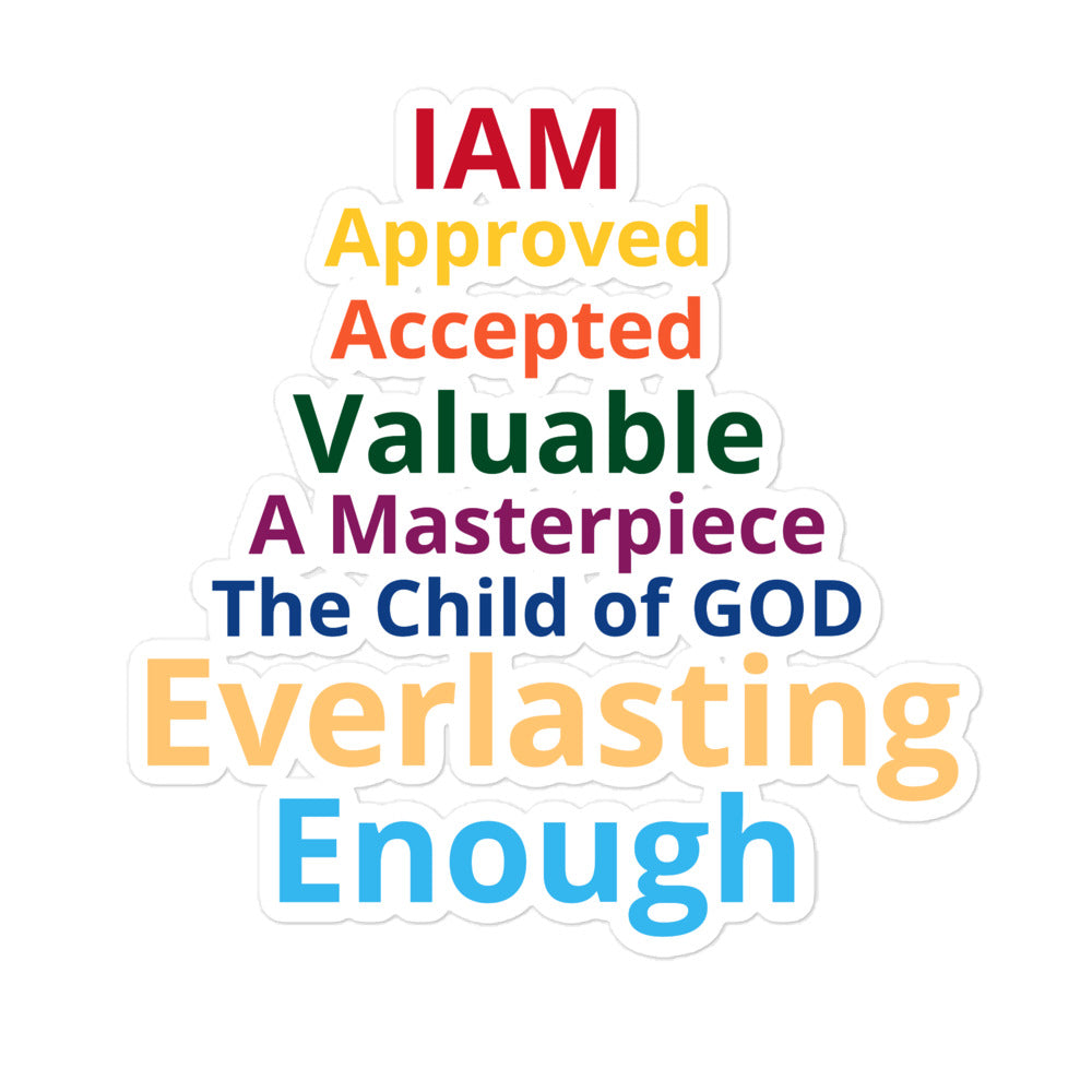 “IAM”Bubble-Free Stickers W/Rainbow Font
