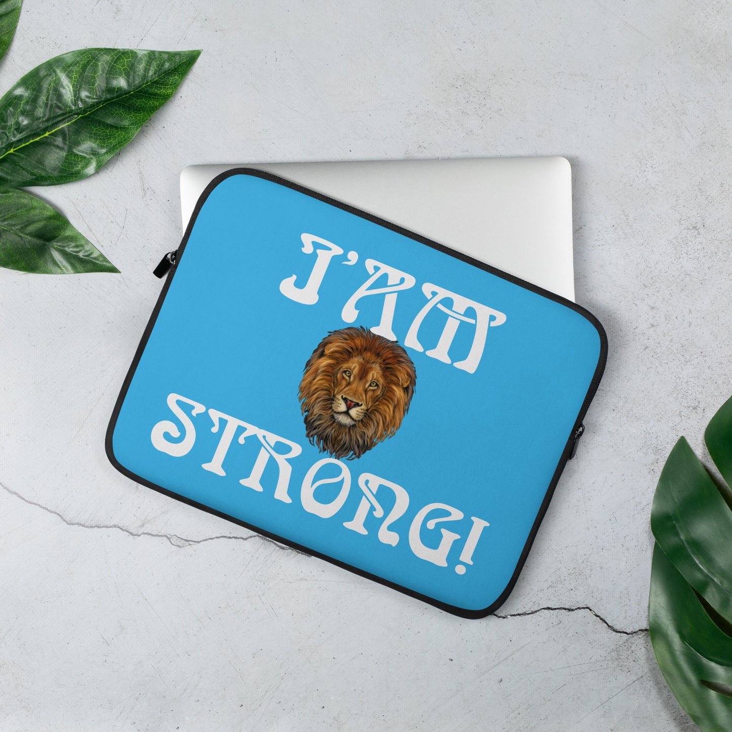 “I’AM STRONG!”SkyBlue Laptop Sleeve W/White Font