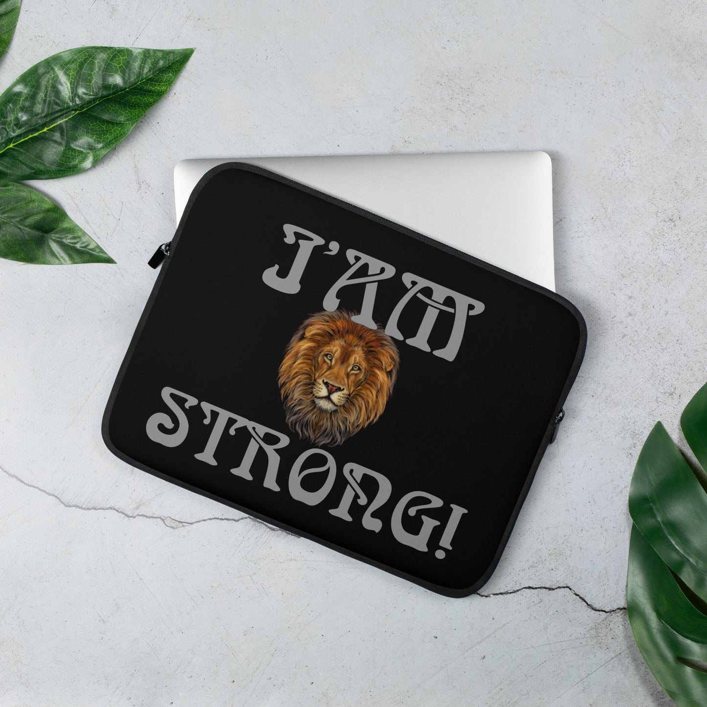 “I’AM STRONG!”Black Laptop Sleeve W/Nobel Font