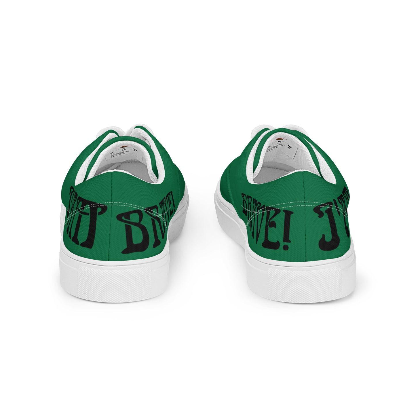 “I’AM BRAVE!”Green Men’s Lace-Up Canvas Shoes W/Black Font