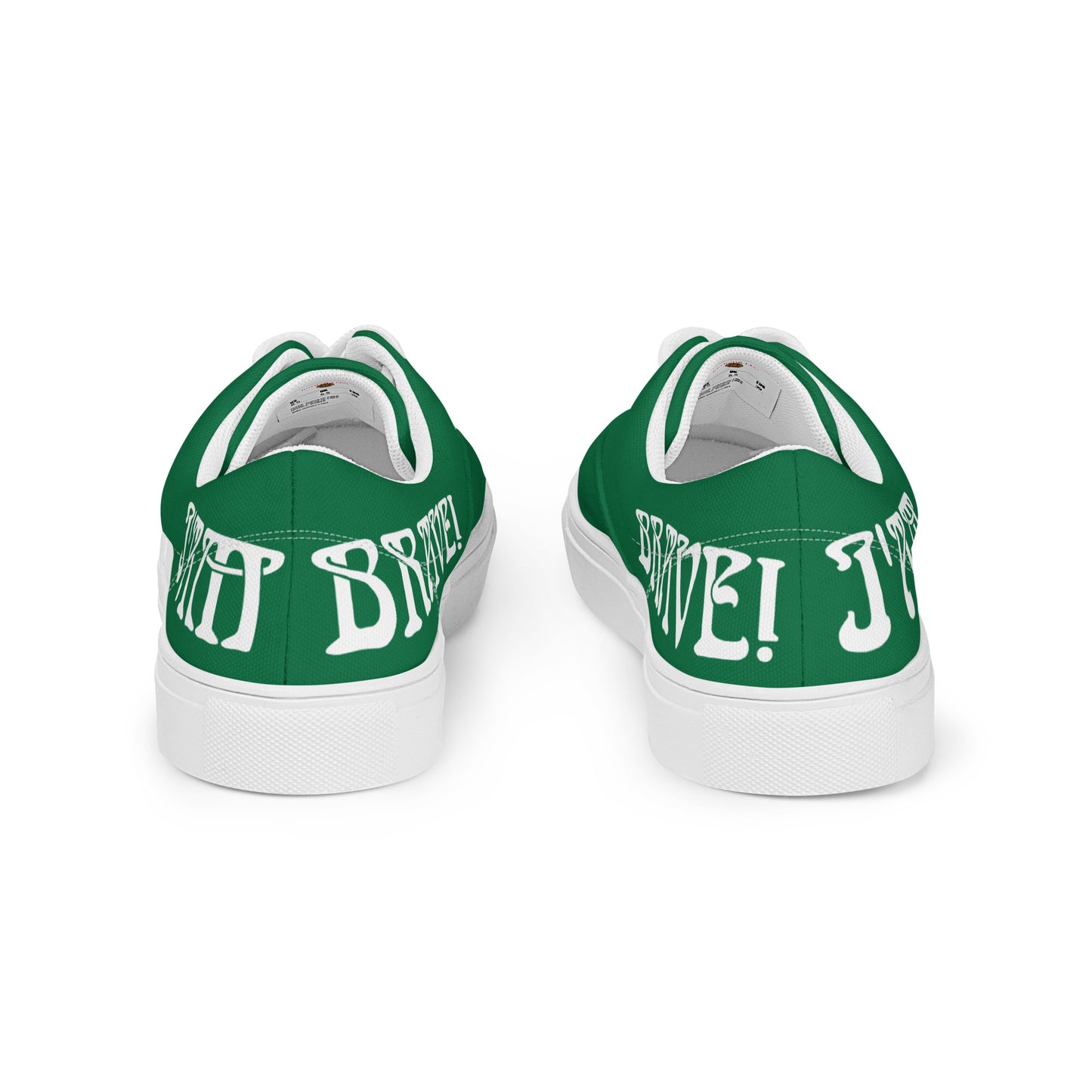 “I’AM BRAVE!” Green Men’s Lace-Up Canvas Shoes W/White Font