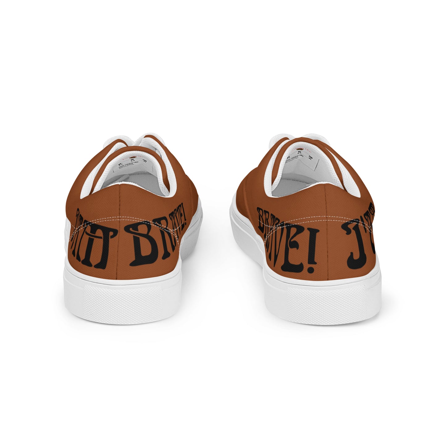 “I’AM BRAVE!” Brown Men’s Lace-Up Canvas Shoes W/Black Font