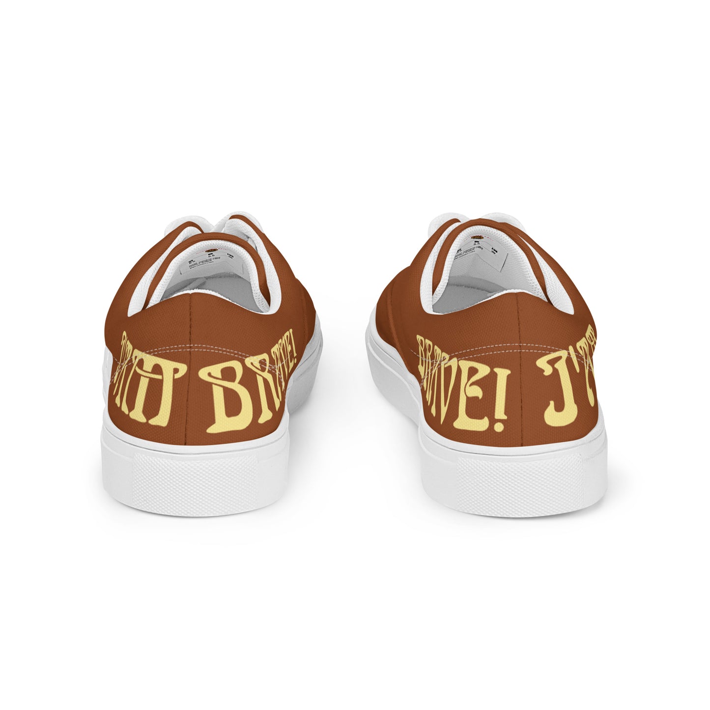 “I’AM BRAVE!” Brown Men’s Lace-Up Canvas Shoes W/Banana Font