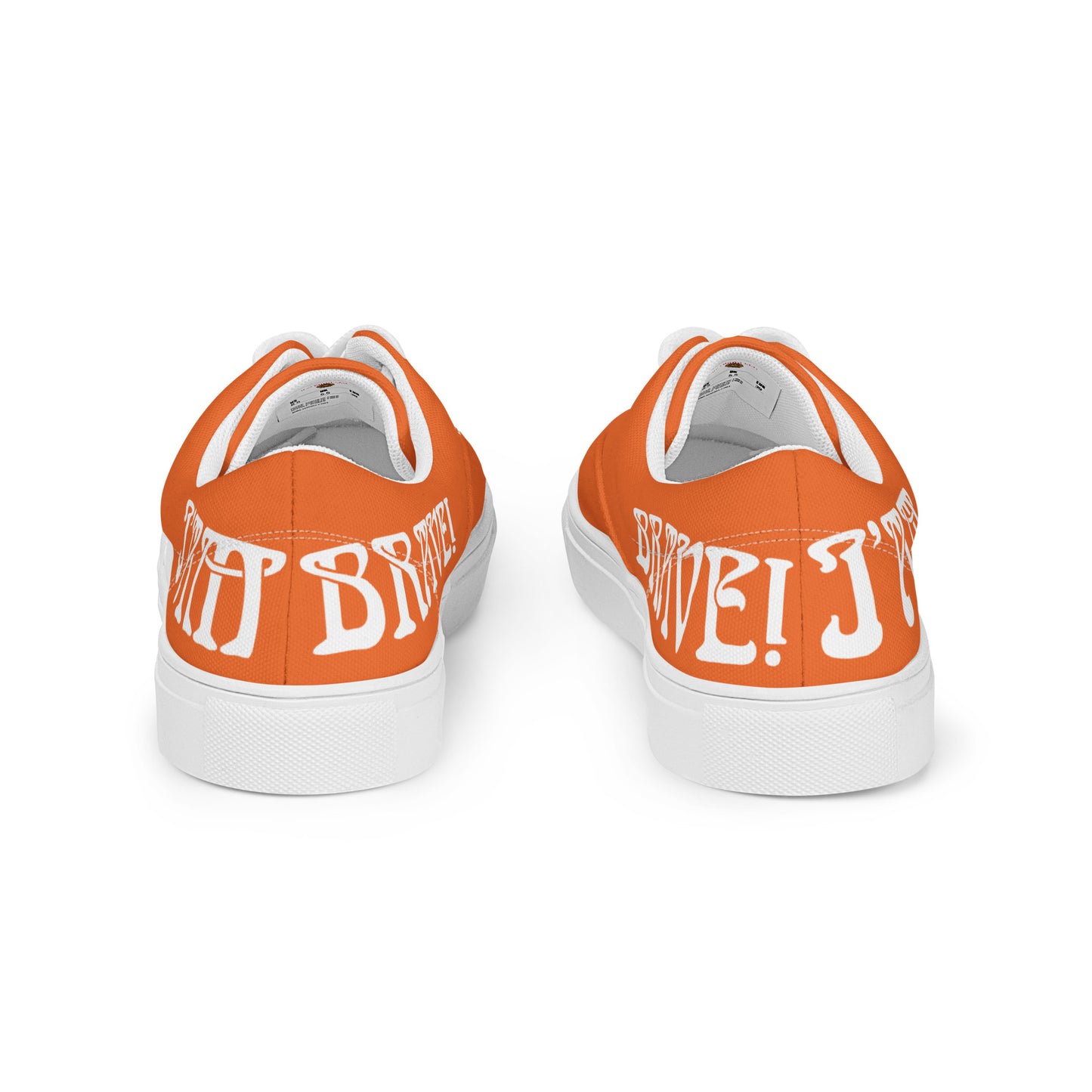 “I’AM BRAVE!”Orange Men’s Lace-Up Canvas Shoes W/White Font