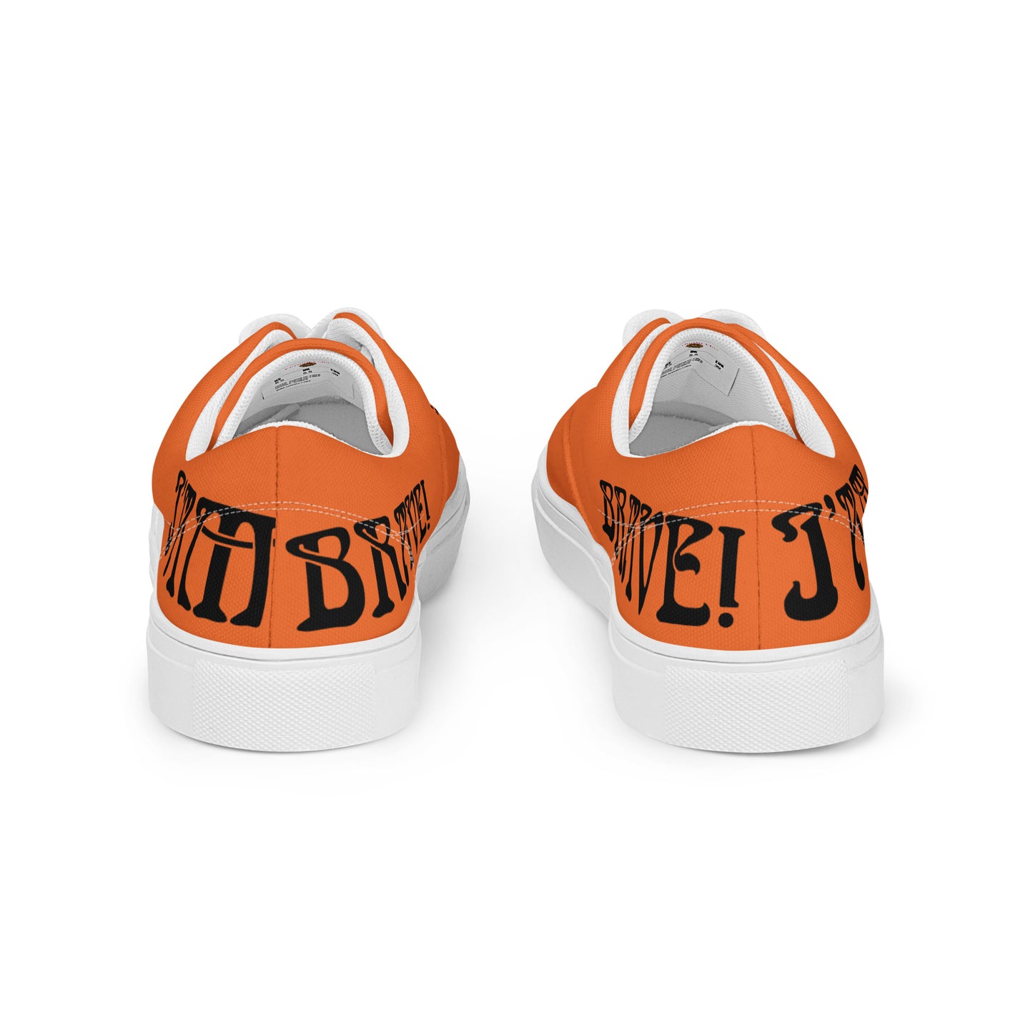 “I’AM BRAVE!” Orange Men’s Lace-Up Canvas Shoes W/Black Font