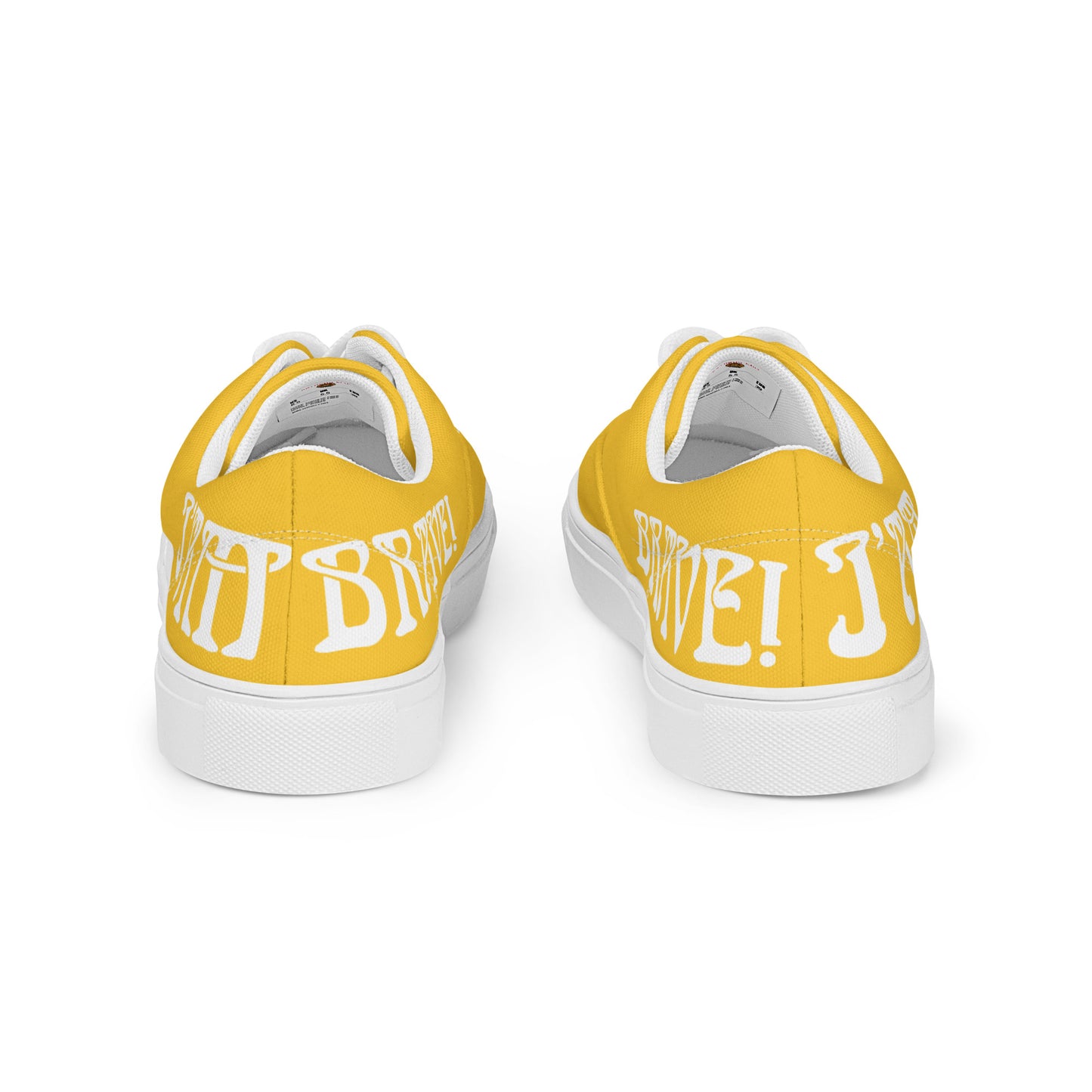 “I’AM BRAVE!” Yellow Men’s Lace-Up Canvas Shoes W/White Font