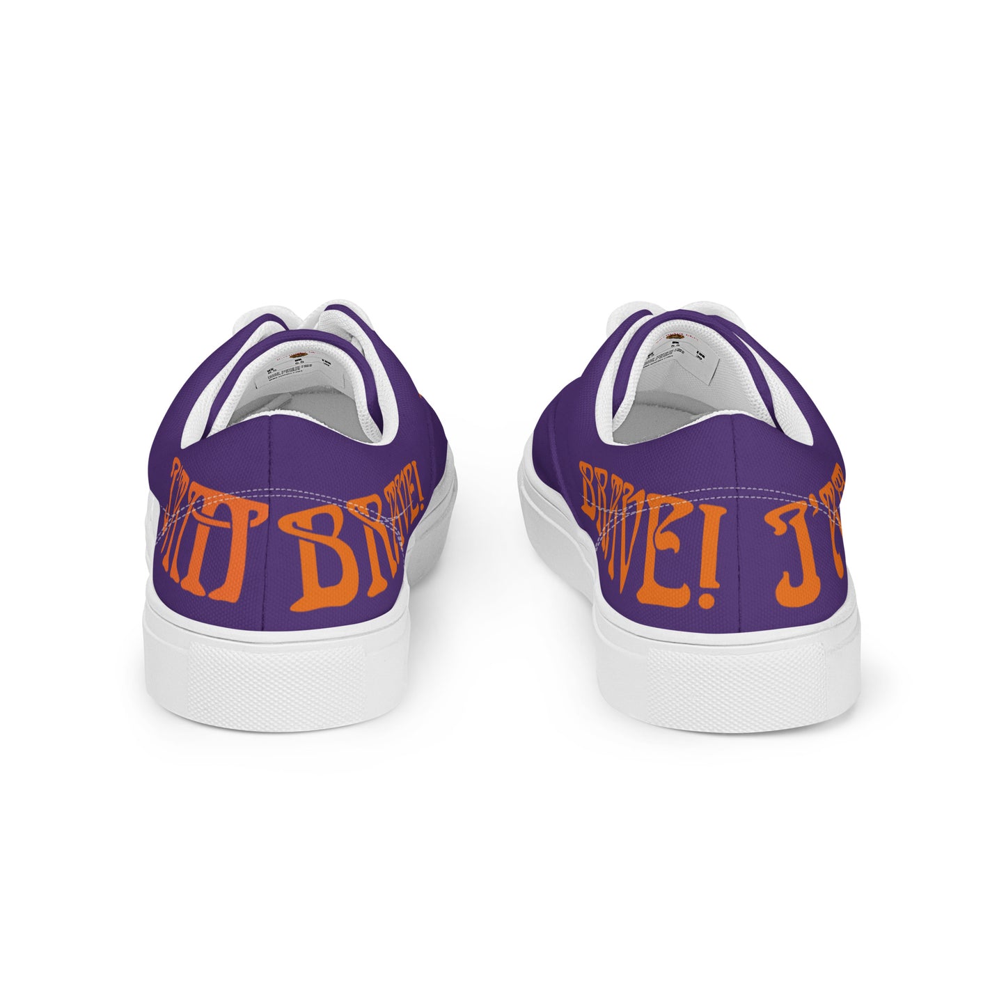 “I’AM BRAVE!” Purple Men’s Lace-Up Canvas Shoes W/Orange Font