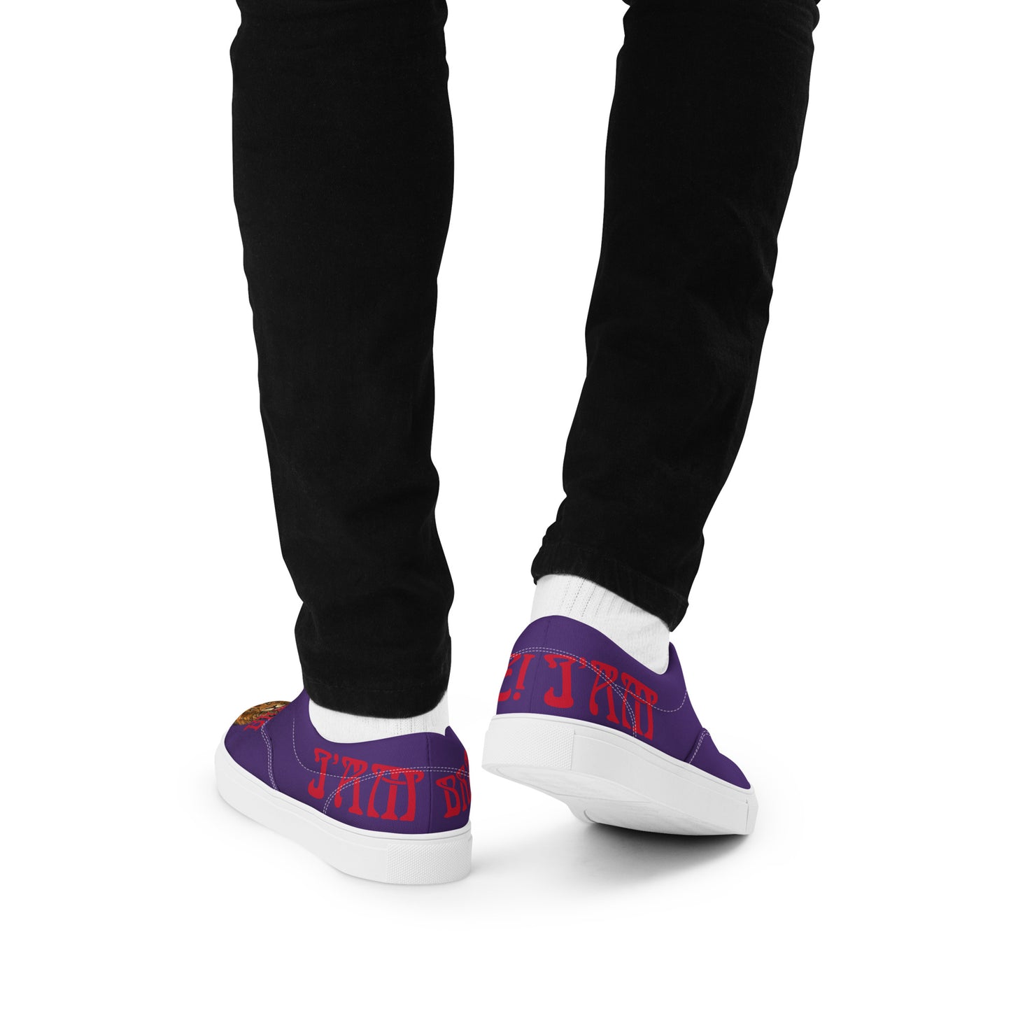 “I’AM BRAVE!” Purple Men’s Lace-Up Canvas Shoes W/Red Font