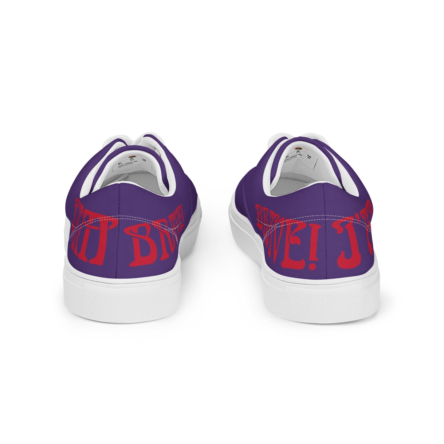 “I’AM BRAVE!” Purple Men’s Lace-Up Canvas Shoes W/Red Font