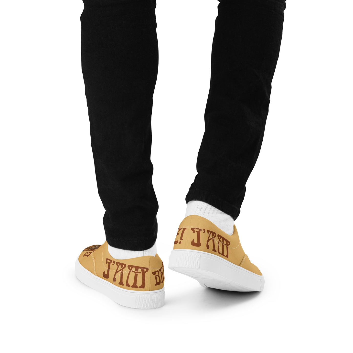 “I’AM BRAVE!”Fawn Men’s Lace-Up Canvas Shoes W/Brown Font