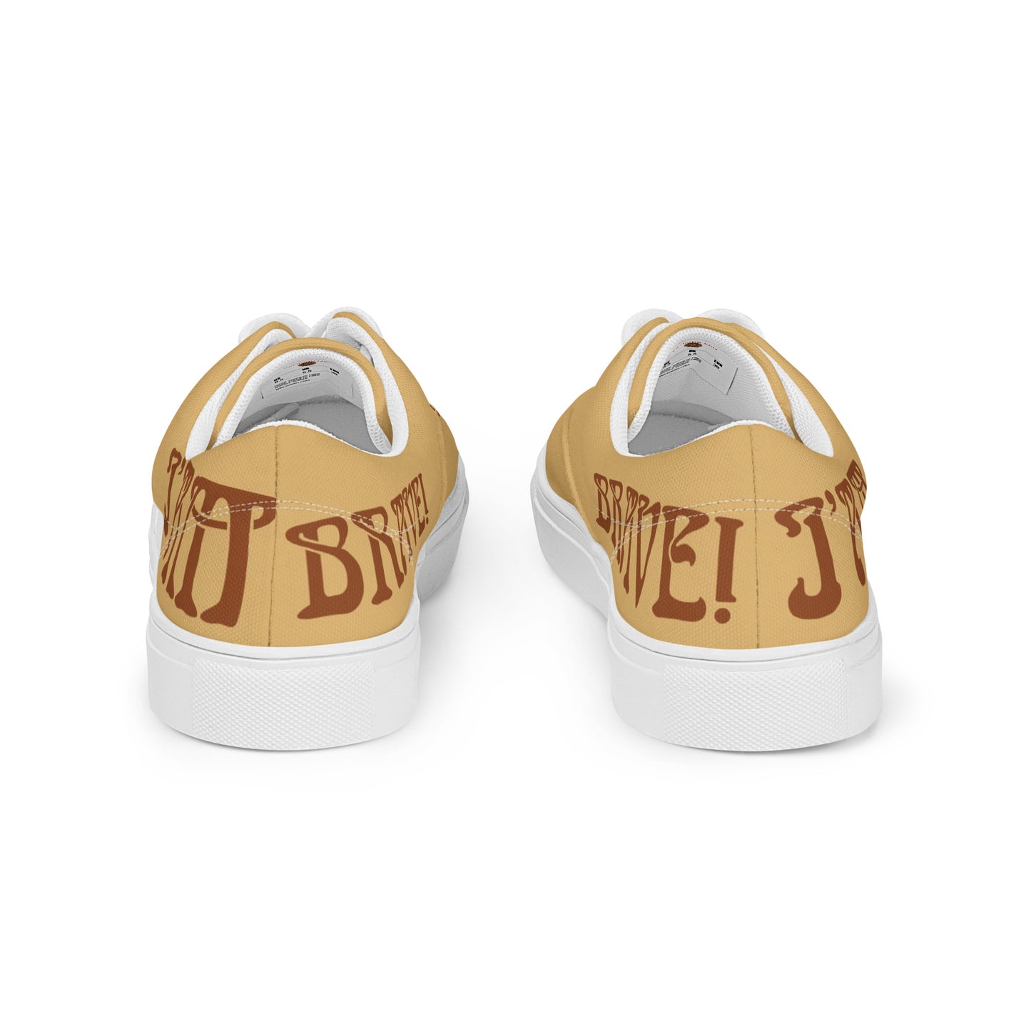 “I’AM BRAVE!”Fawn Men’s Lace-Up Canvas Shoes W/Brown Font