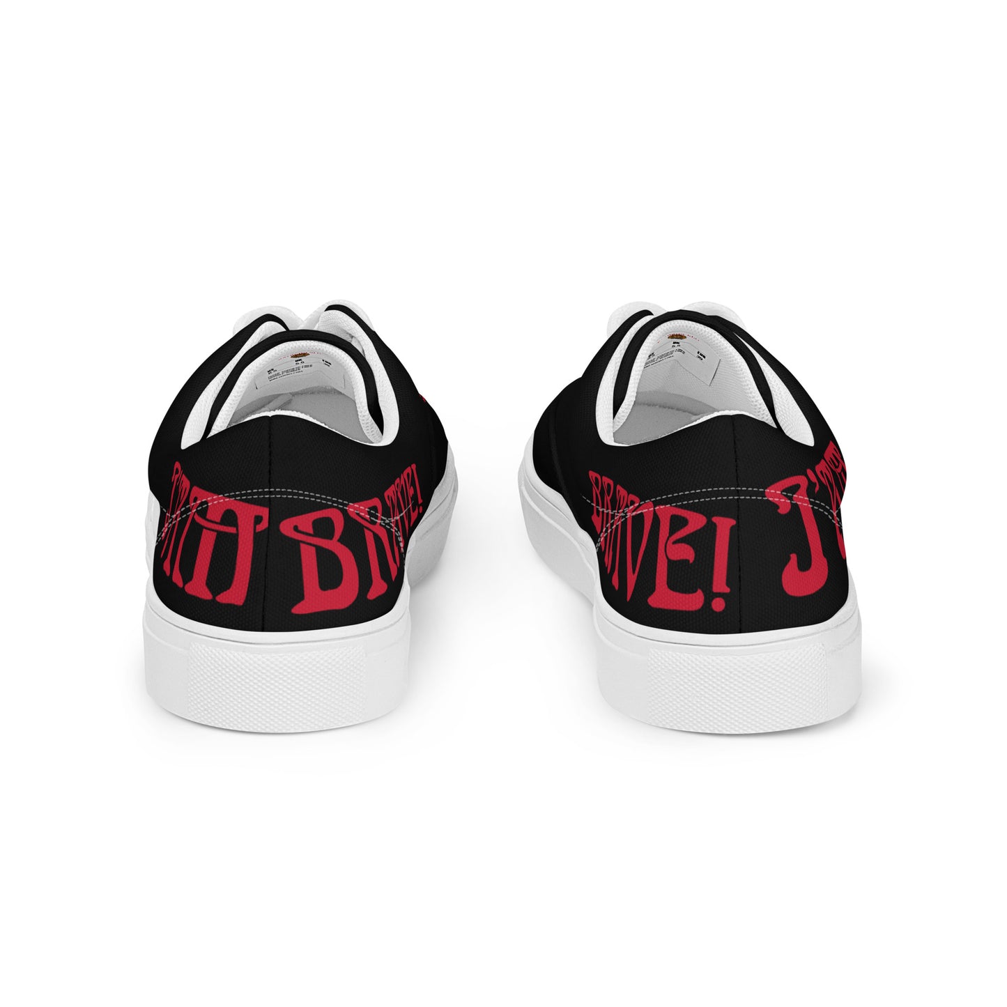 “I’AM BRAVE!”Black Men’s Lace-Up Canvas Shoes W/Red Font