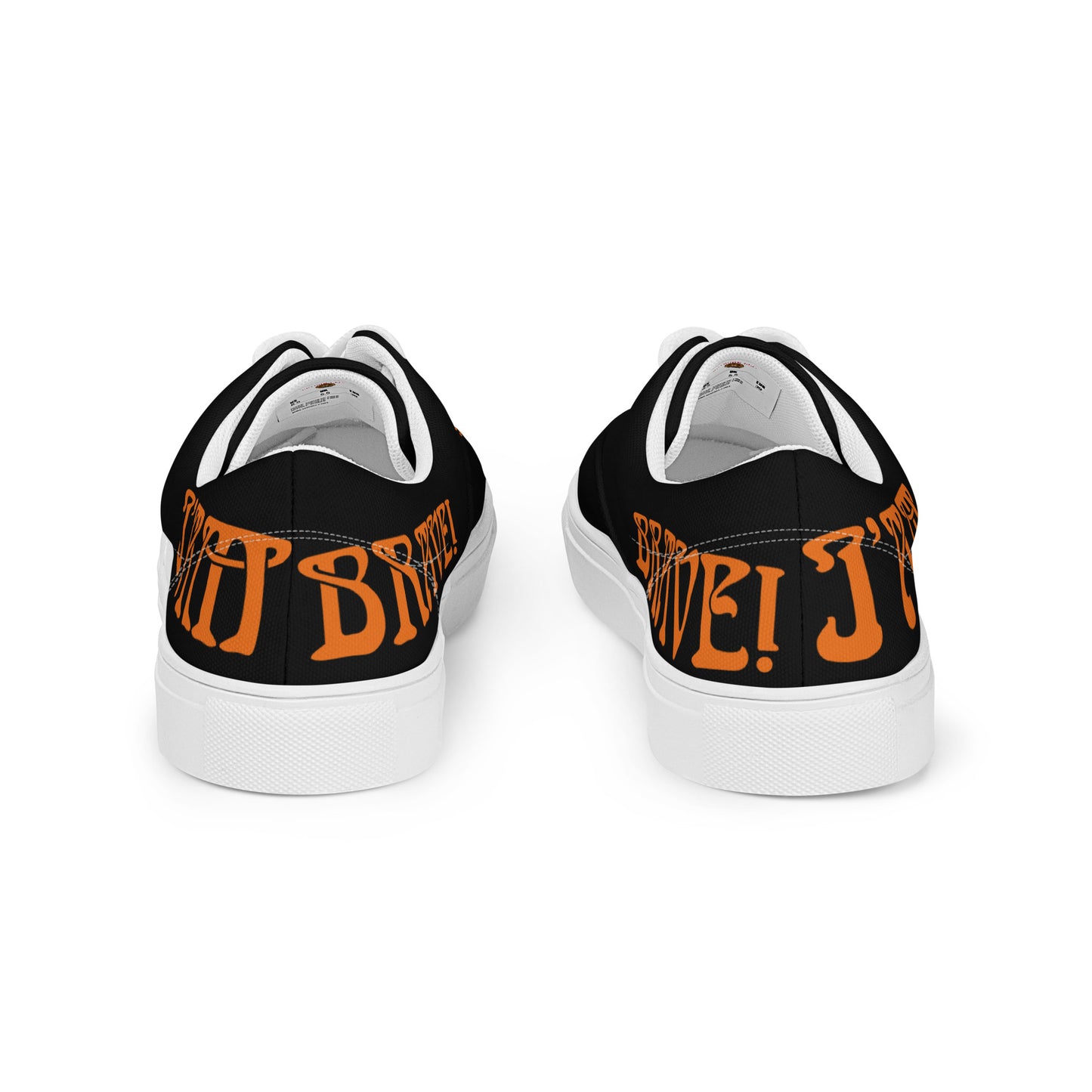 “I’AM BRAVE!”Black Men’s Lace-Up Canvas Shoes W/Orange Font