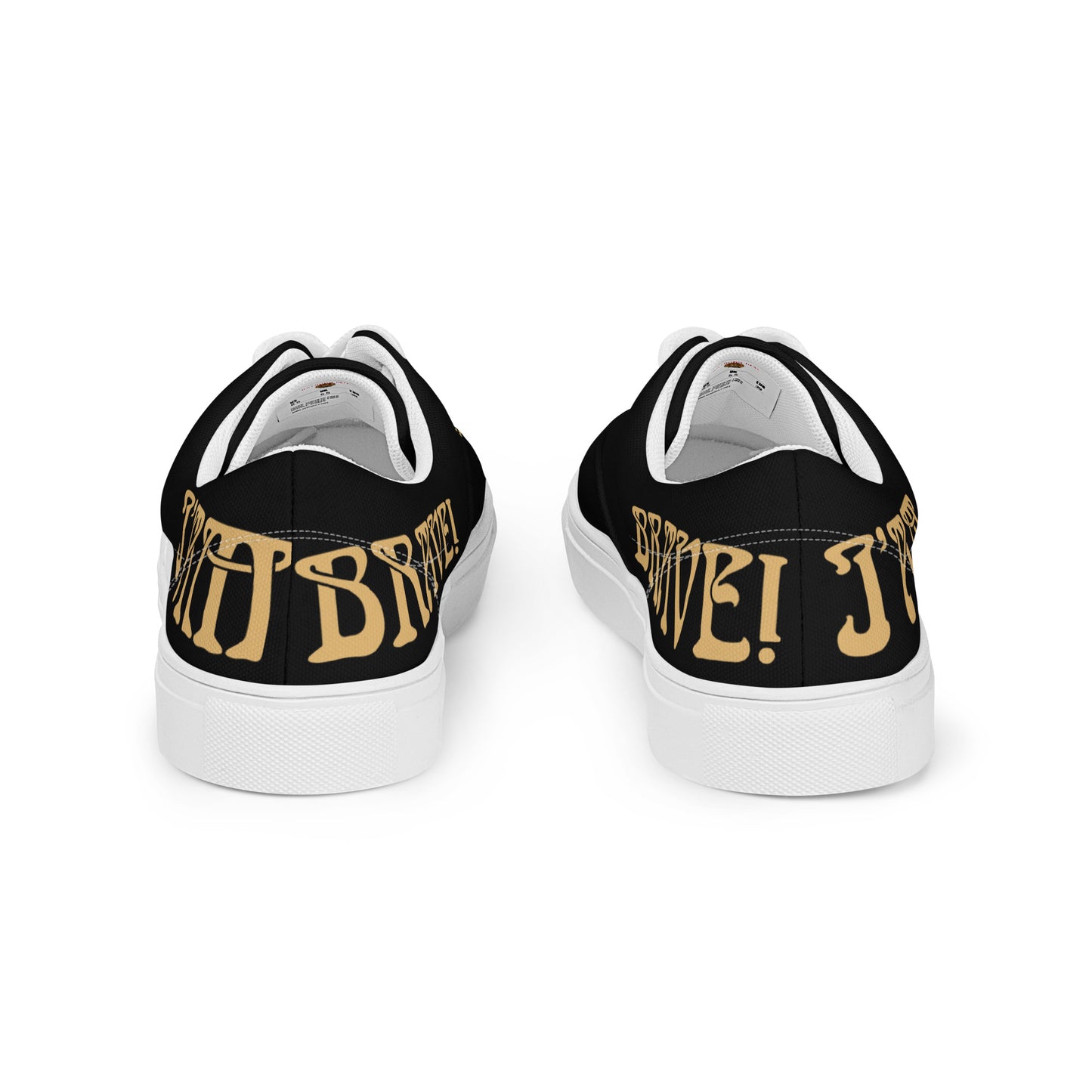 “I’AM BRAVE!”Black Men’s Lace-Up Canvas Shoes W/Fawn Font