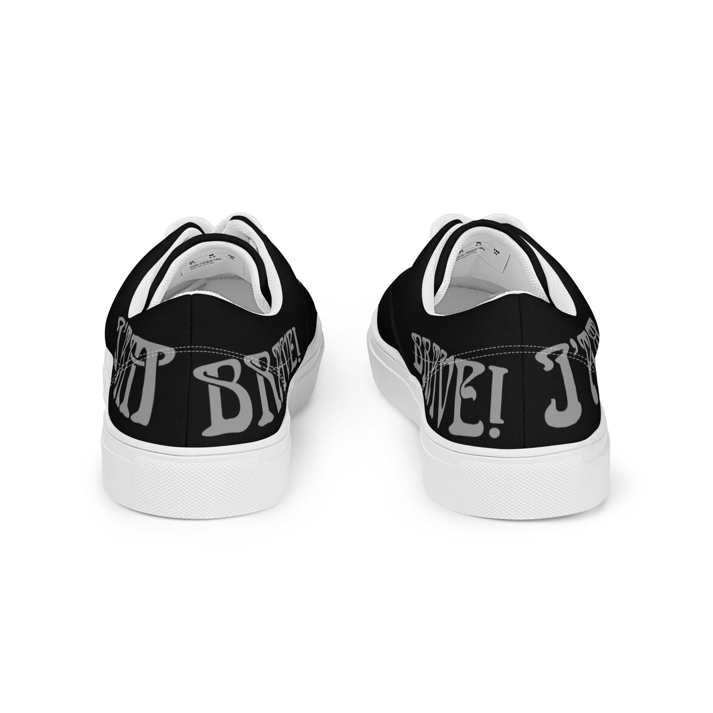 “I’AM BRAVE!”Black Men’s Lace-Up Canvas Shoes W/Grey Font