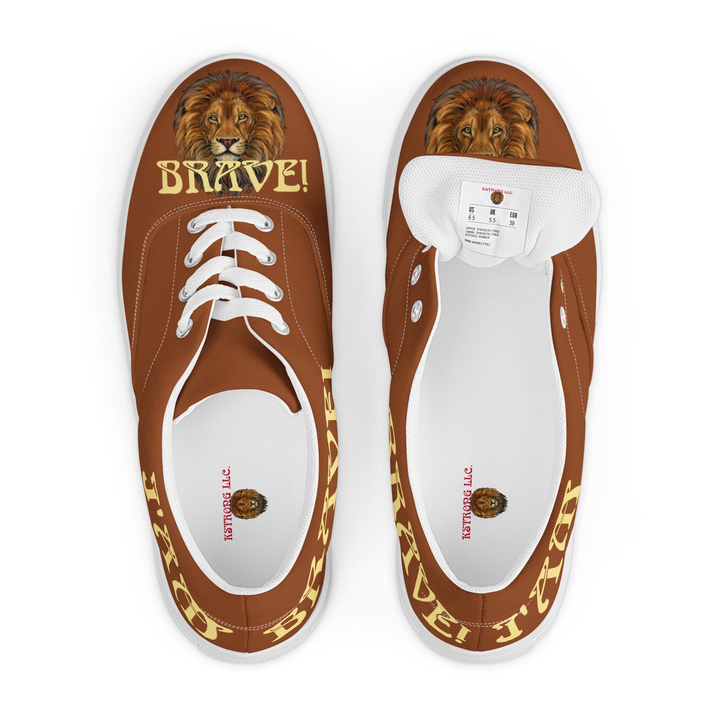 “I’AM BRAVE!” Brown Men’s Lace-Up Canvas Shoes W/Banana Font