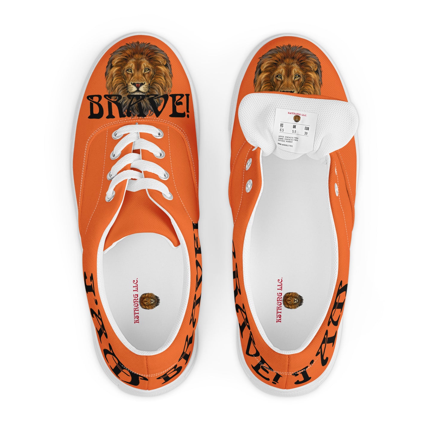 “I’AM BRAVE!” Orange Men’s Lace-Up Canvas Shoes W/Black Font