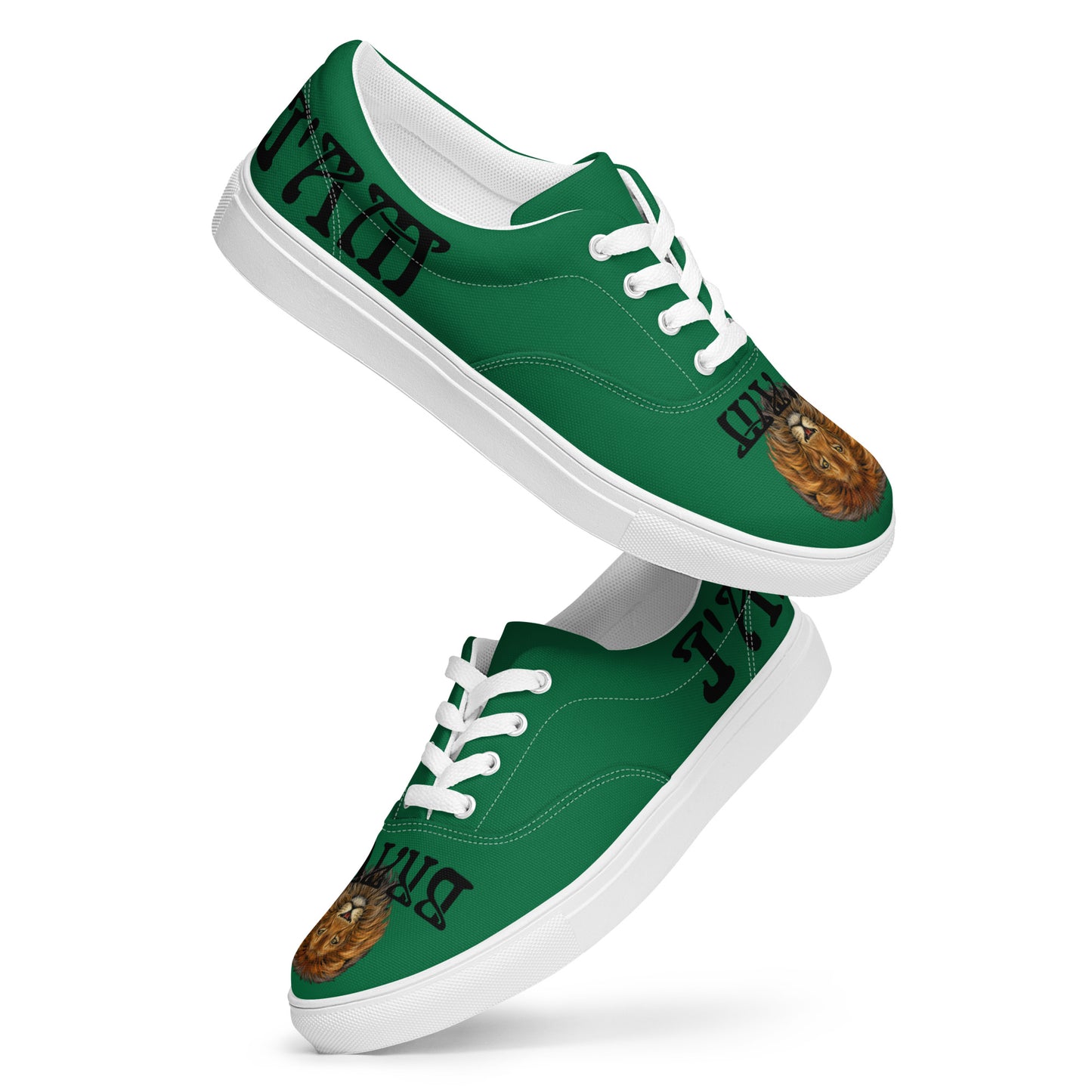 “I’AM BRAVE!”Green Men’s Lace-Up Canvas Shoes W/Black Font