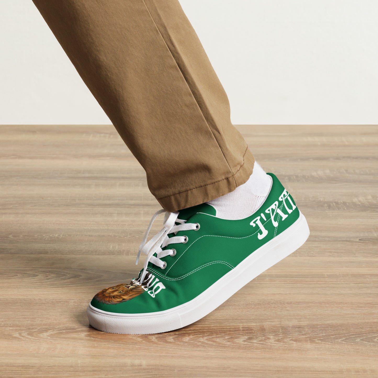 “I’AM BRAVE!” Green Men’s Lace-Up Canvas Shoes W/White Font