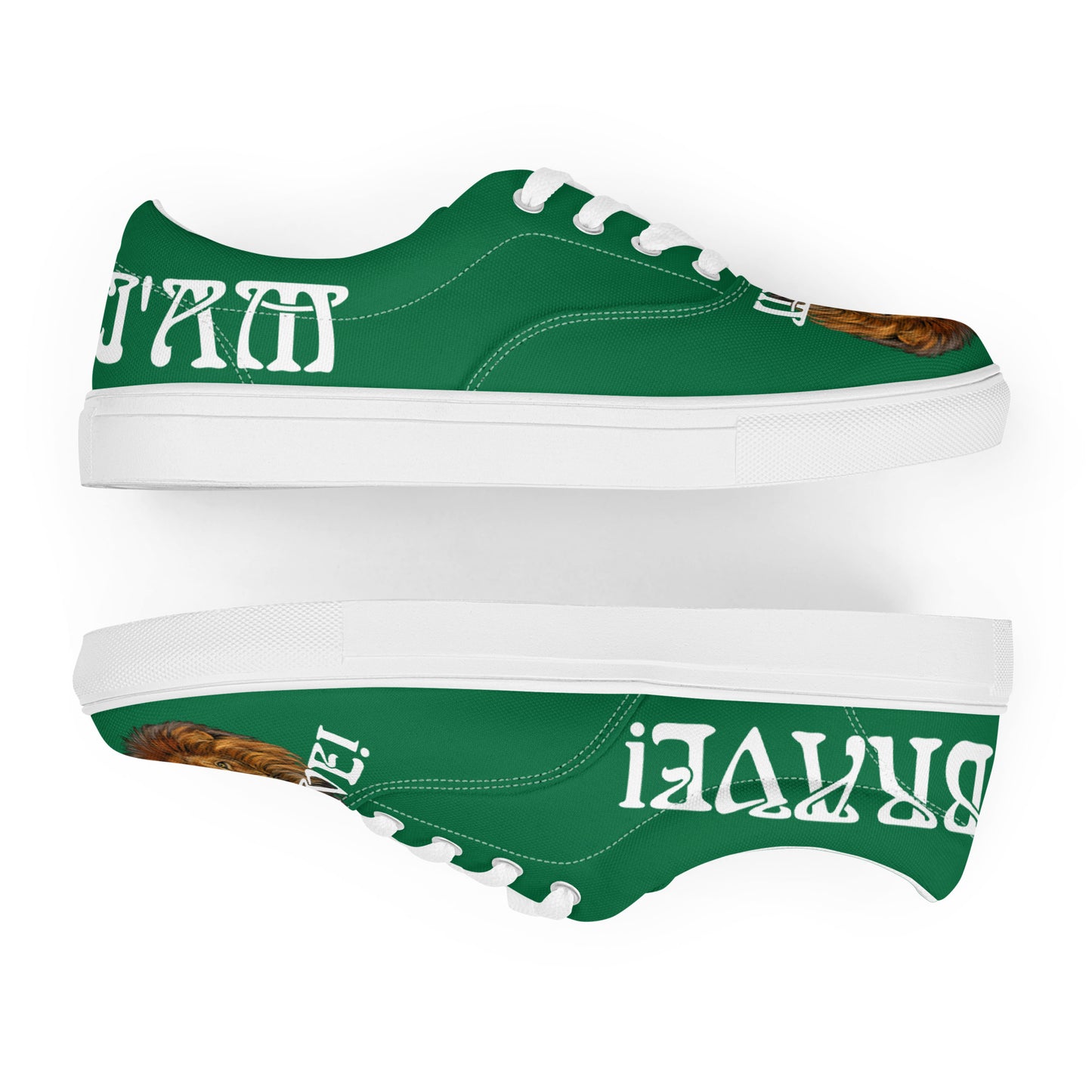 “I’AM BRAVE!” Green Men’s Lace-Up Canvas Shoes W/White Font