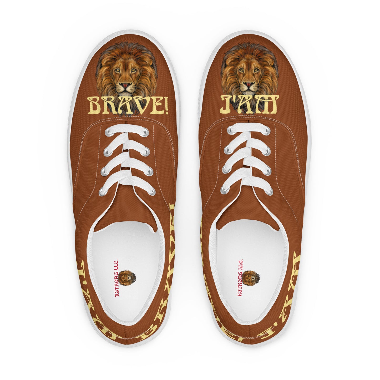 “I’AM BRAVE!” Brown Men’s Lace-Up Canvas Shoes W/Banana Font
