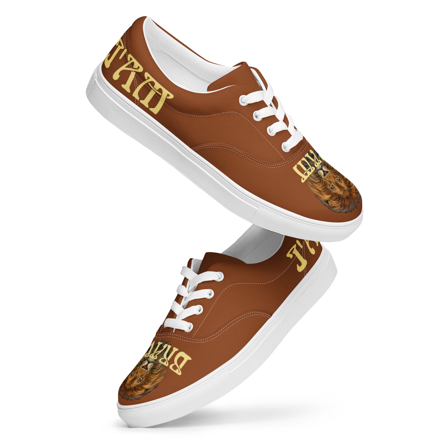 “I’AM BRAVE!” Brown Men’s Lace-Up Canvas Shoes W/Banana Font