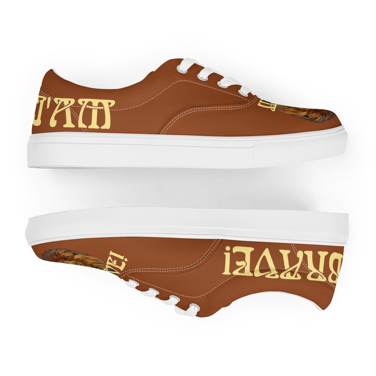“I’AM BRAVE!” Brown Men’s Lace-Up Canvas Shoes W/Banana Font