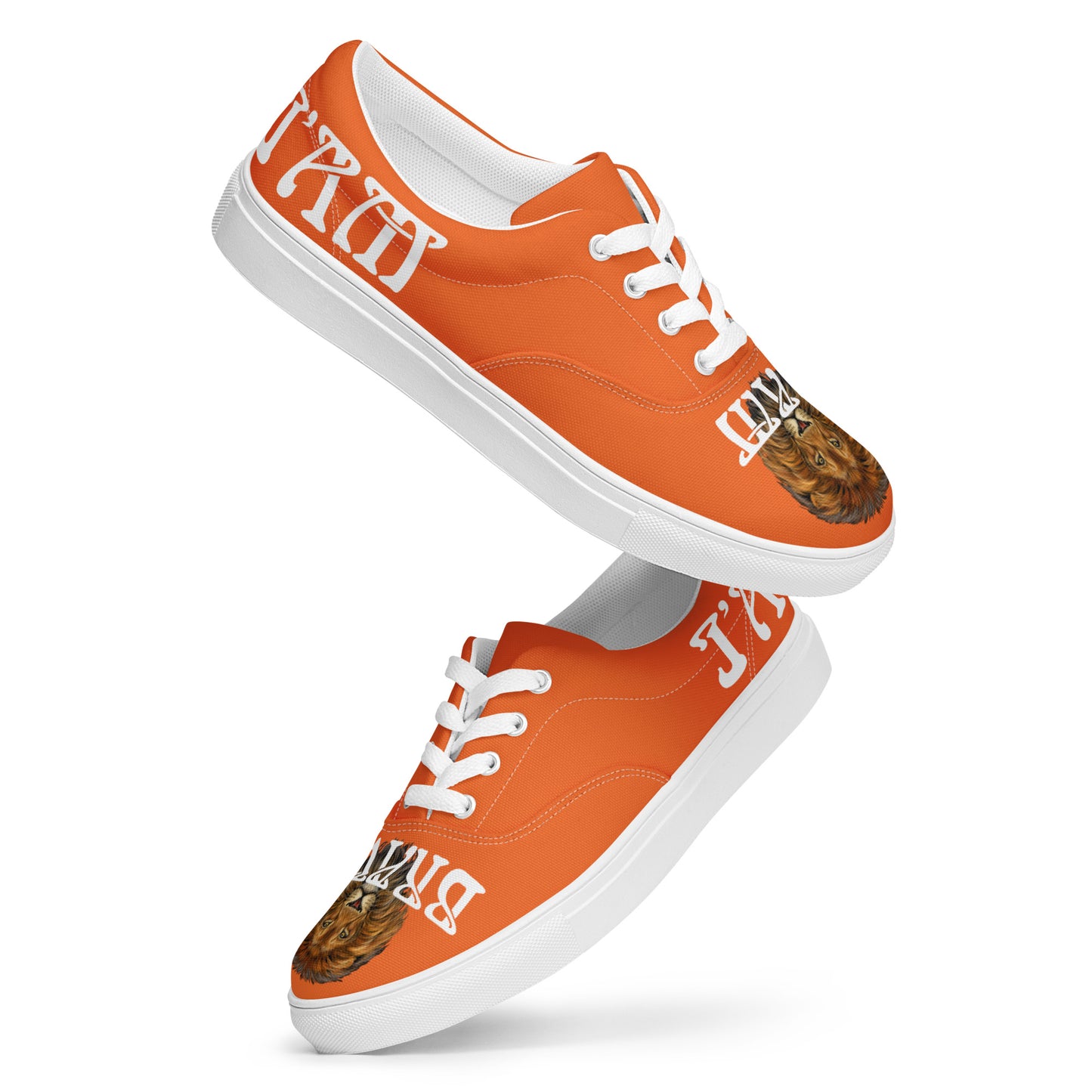 “I’AM BRAVE!”Orange Men’s Lace-Up Canvas Shoes W/White Font