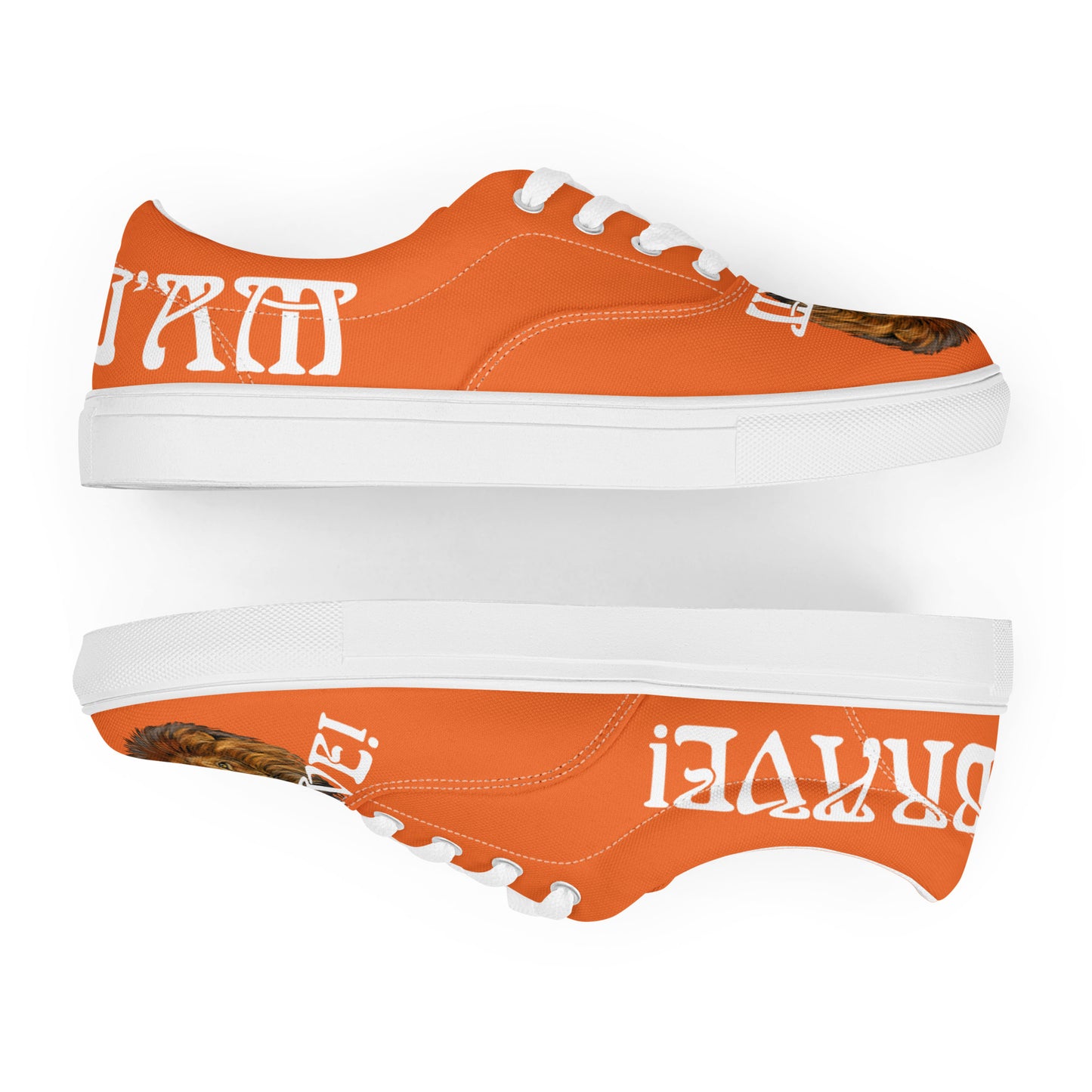 “I’AM BRAVE!”Orange Men’s Lace-Up Canvas Shoes W/White Font