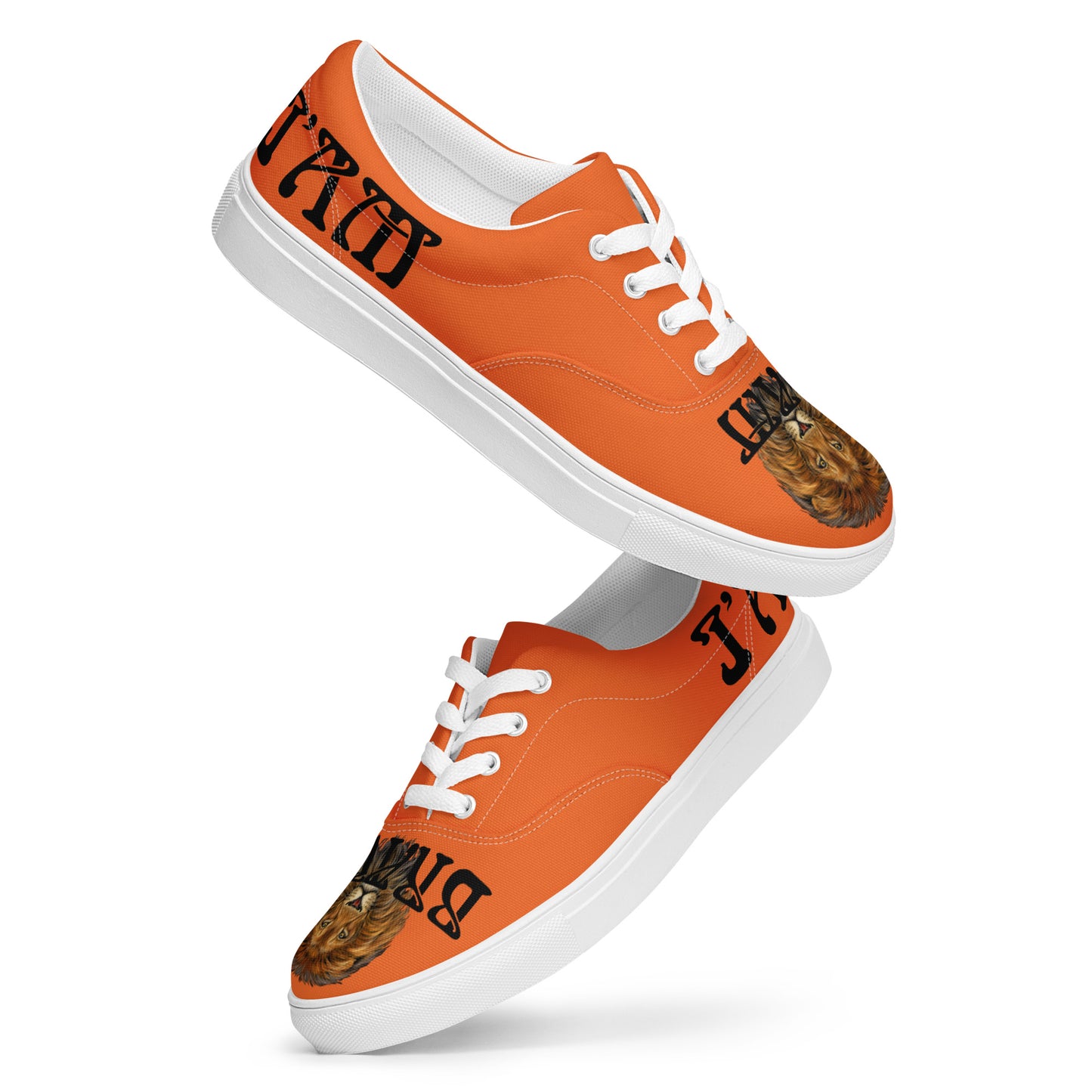 “I’AM BRAVE!” Orange Men’s Lace-Up Canvas Shoes W/Black Font